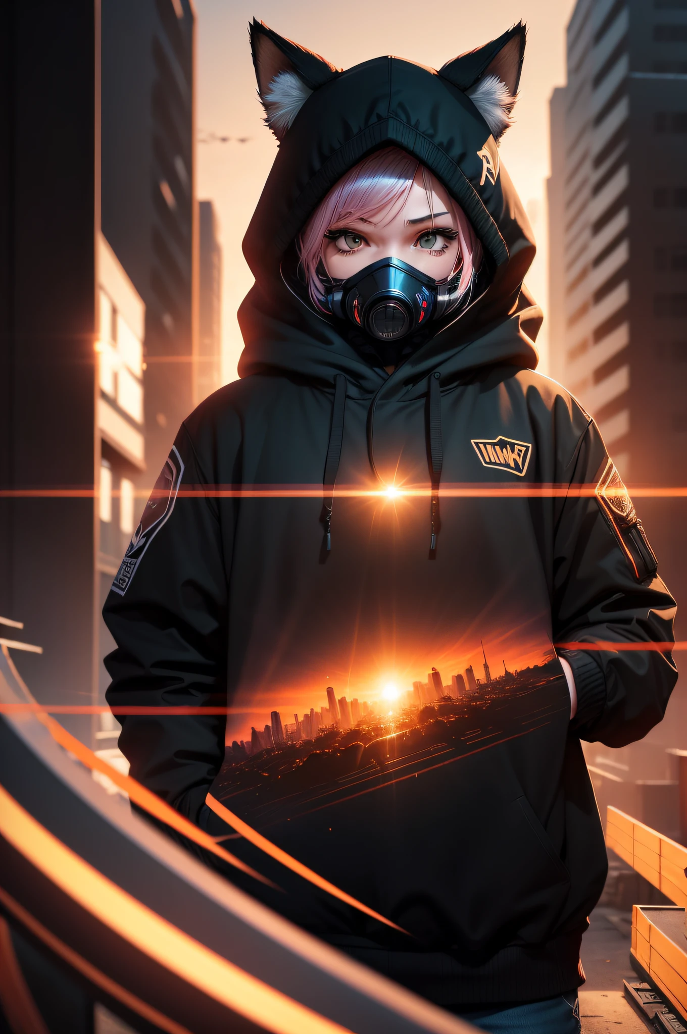 (nvinkpunk: 1.2) (snthwve style: 0.8) Fox, Antro, Lightwave, Sunset, Complex, High Definition