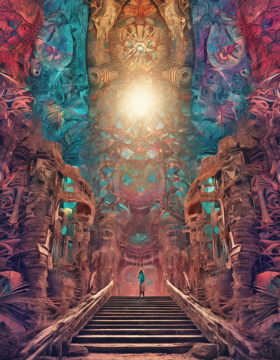 (masutepiece, of the highest quality, Best Quality, Official art, Beautiful and aesthetic:1.2), (1girl in:1.3), Extremely detailed,(Fractal Art:1.1),(Colorful:1.1)(Ancient ruins:1.3),highest details,(Zentangle:1.2), (Dynamic Pose), (Abstract background:1.3), (Many colors:1.4), ,(earrings), (god:1.5)