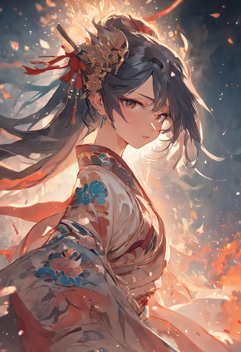 (tmasterpiece,High picture quality,Beautiful face,Oriental women,Eastern warriors,gallant woman,swordsmen,a matural female,Exquisite eye and facial details,Stand tall,Fairy-like appearance。,Beautiful embryos,Tulle cloth like white,Cloth boots and over-the-knee stockings display,Hanfu,Ancient wind,There is a slight smoke and mist around,Long black hair,Stunning beauty,Tallbody,Rich scene detail,Action,Wide buttock,Thick thighs)