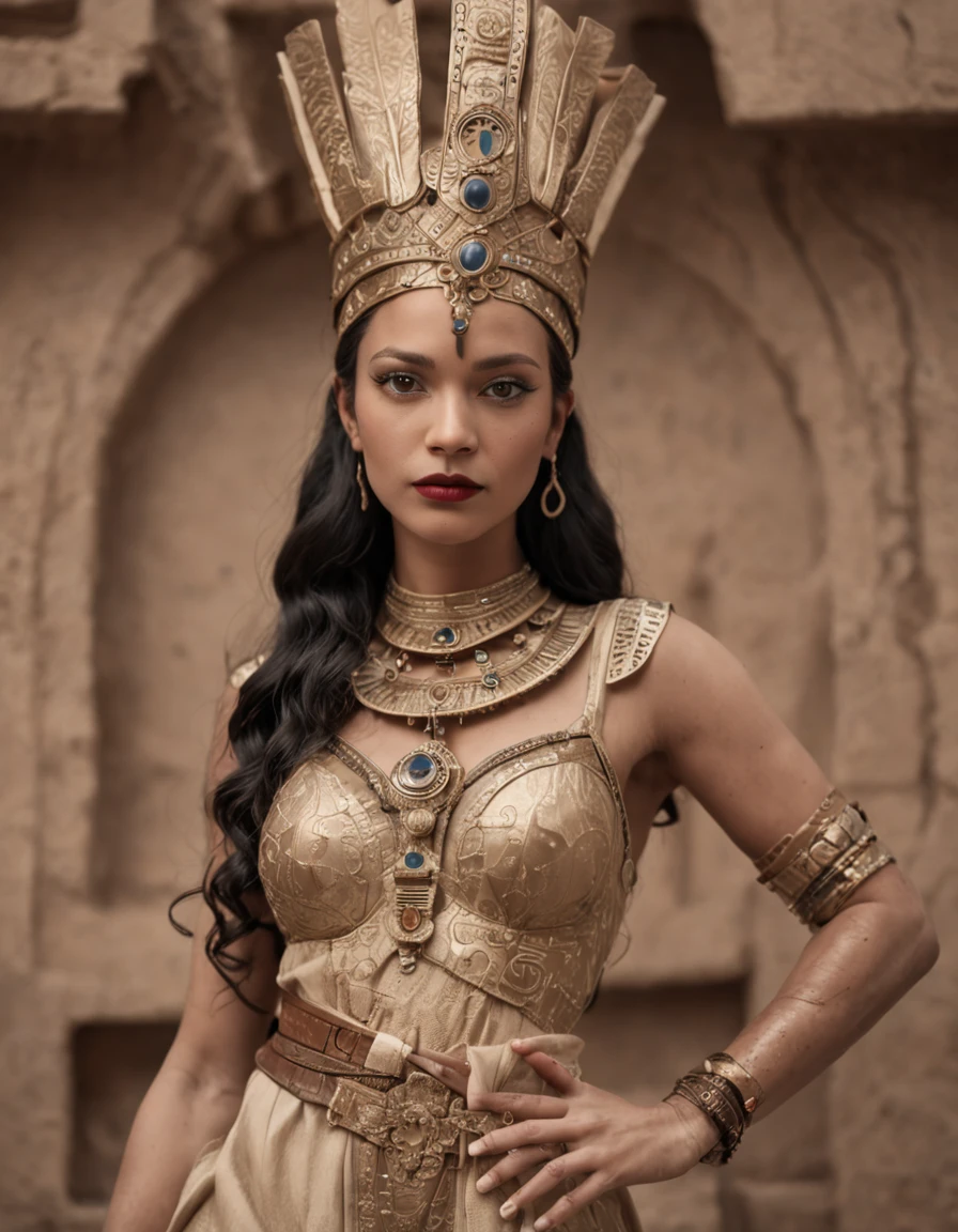 Araffe woman in a black bra top and gold jewelry, cinematic goddess close shot, portrait of a scorpion goddess, Retrato de Darna moderno, wearing an egyptian crown, cinematic goddess shot, inspirado em Hedi Xandt, Retrato da princesa asteca, Egyptian Princess, Um retrato impressionante de uma deusa, Cinematic Goddess Body Shot, Mahira Khan como um D&assistente d