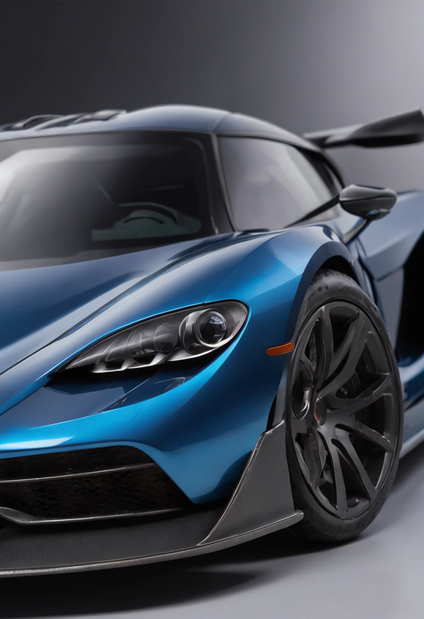 An intricate image of a blue futuristic Volkswagen HyperCar based on ferraris design is parked by the garage, in the style of clean and streamlined, staining, i can't believe how beautiful this is, smooth and polished, gray, rounded, expansive --ar 3:2 --style raw , micro-details, photorealism, one light, dark photo, deep shadows, shallow depth of field, photorealistic, Surrealism, high quality, masterpiece, 8k, 8k, super detail,