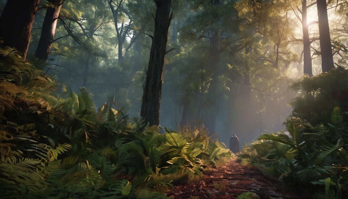 jesus christ,the woods,Illuminated scenery, Vermem Romantle ,mustache ,A hyper-realistic ,Real HD Images,hightquality,jungles,