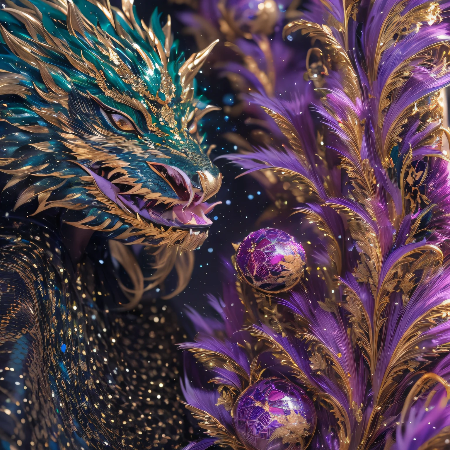 32K(tmasterpiece,k hd,hyper HD,16k)with short black hair,Vintage train in the back room,Black burgundian hair girl ,Golden Dragon Protector (realisticlying:1.4),Python robe,Purple-pink tiara,Snowflakes fluttering,The background is pure, A high resolution, the detail, RAW photogr, Sharp Re, Nikon D850 Film Stock Photo by Jefferies Lee 4 Kodak Portra 400 Camera F1.6 shots, Rich colors, ultra-realistic vivid textures, Dramatic lighting, Unreal Engine Art Station Trend, cinestir 800,Close-up of the side of the half