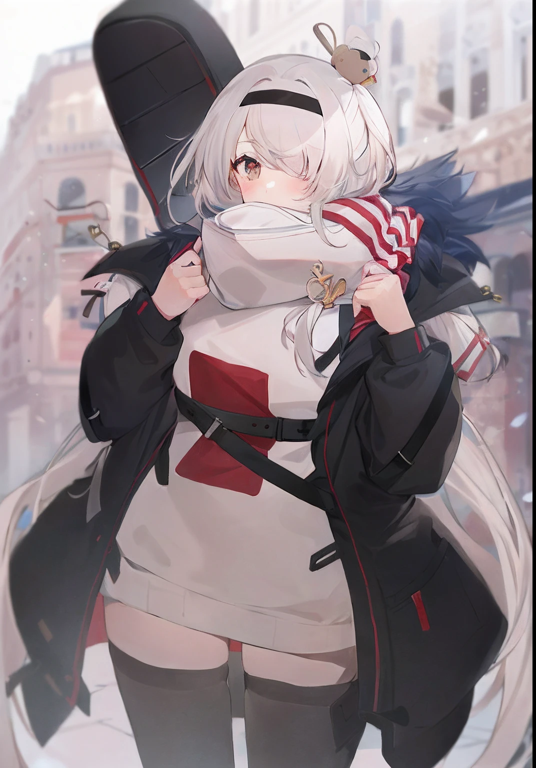 A cute little girl who covers her eyes