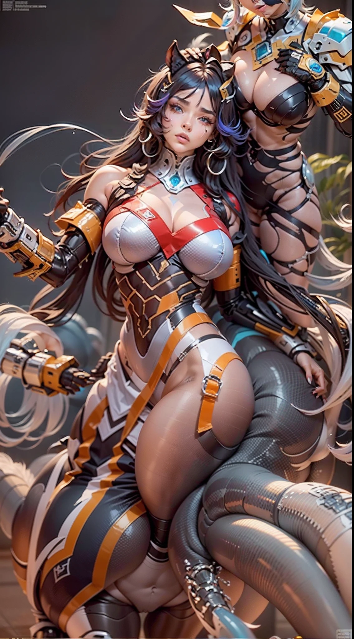 (A female centaur:1.5),She is both(Female: Centaur, half human, half horse, half horse, half horse:1.5),It is also a female Yingzhao。She blends both images,The first is:((The head of the horse/neck/Shoulder these parts,Replaced with a beautiful female human upper body):9.9),'s(Female, half-centaur, half-human, half-horse, half-human:1.5),The second is:((The head of the horse/neck/lower back/hason/gluteal/Shijo Thigh Female Embodiment):9.9),'s(Seamless chimera of a female half-horse with a beauty:9.9),(It's like a chimera of a female human and a half-horse costume:9.9),This chimerism is based on a strong future(Technologie:1.5)above。The ultra-wide-angle lens captures the image of her beautiful and ethereal wings on the ionosphere launching a super-high-speed charge and leaping。Her front half is distinctly feminine,Tall sexy body,possessed(K cup giant coconut tit chest:9.9),Has(Narrowed small brute waist 5.5)、Butterfly cross、(Long legs:9.9),The embedded interface of the bent female metamorphosis part of the back half of the body is at the hip position of the front half of the body。(The horse-shaped, half-horse torso form of her back body is completely female humanization9.9)。Translucent fluid flowing from the(Narrowed sternum 5.5)The upper end begins to embed the chest cavity of a woman in the shape of a bent dog style at the back of the beautiful woman's body/lower back/Ventral transverse。Then there are the sexy beauty's upright hips,(Her entire body has been completely female and replaced by a female body:9.9),Including the half-horse part。Mechanized armor covers the legs with knee-shaped anti-joints and feet,And these parts are highly anthropomorphic,This makes her legs graceful and slender,Her four horse legs exploded in length proportions and was slender and toned,Under the legs are skinny white feet dressed in Skyscraper Heels,Use Midjourney's advanced stroke tools and color palettes, as well as texture packs, model packs, and texture tools,Concentration,Include
