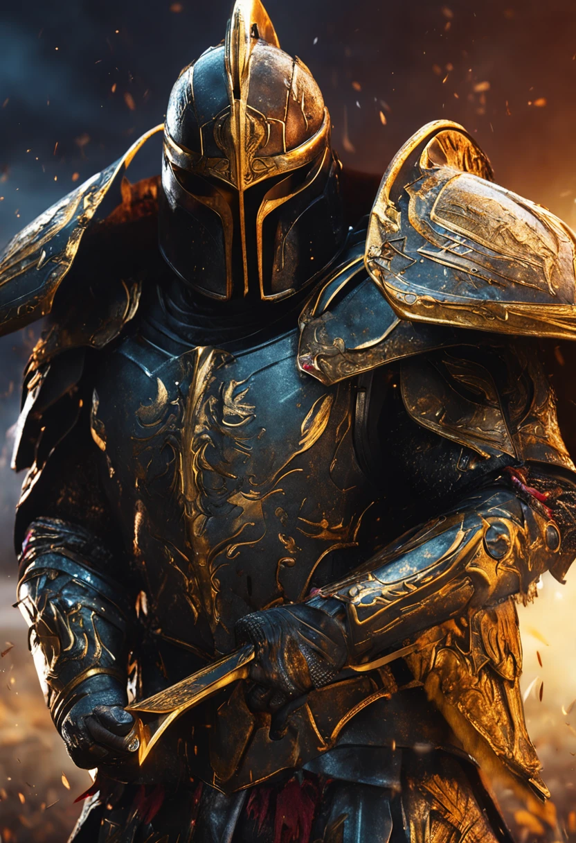 spartan warrior, fighting , stunning armor, black gold armor, epic, 8k