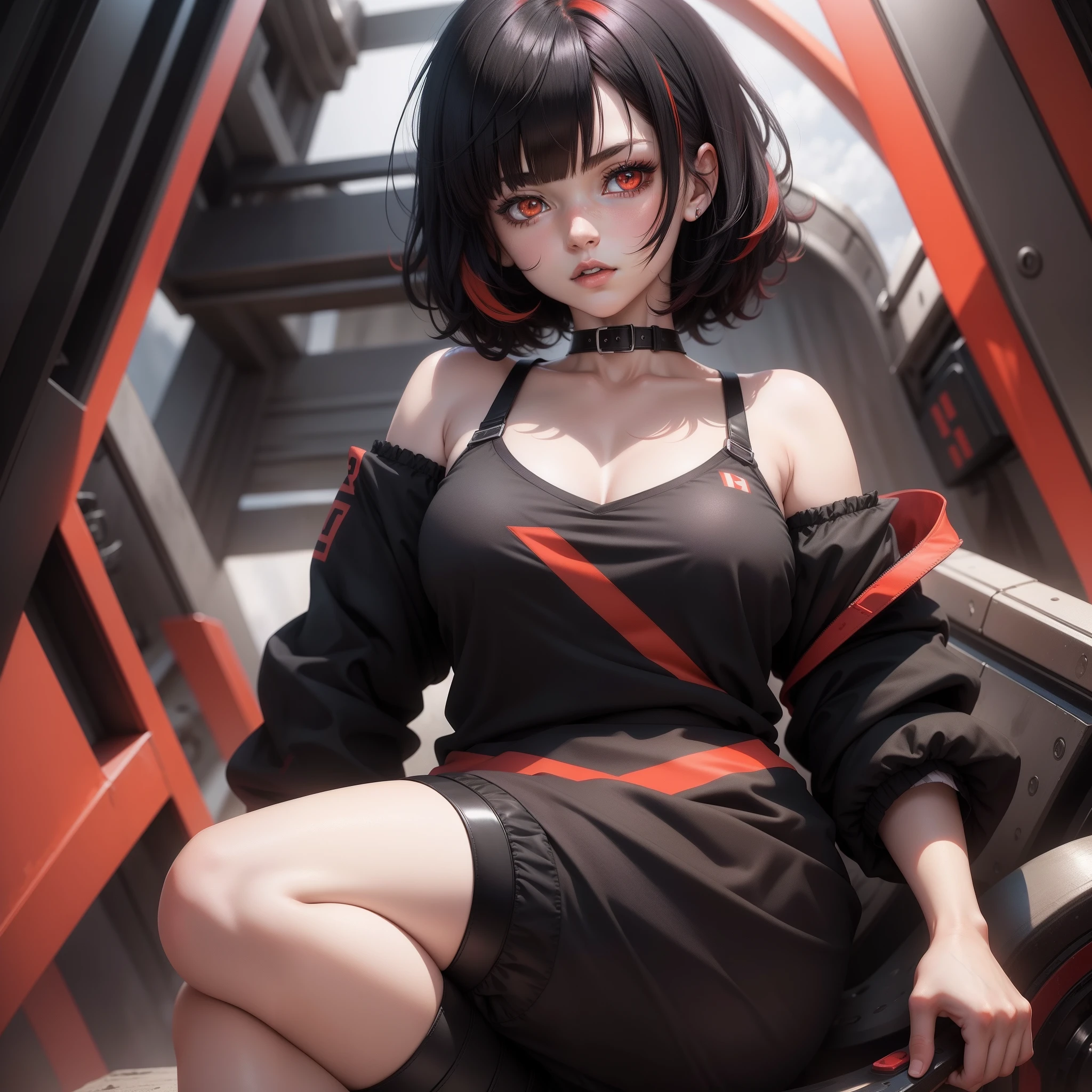 NSFW,masterpiece,High resolution,1girl, (solo), Hmmarnie, aqua eyes, black choker, red ribbon,  jeweled pink dress, black lace panties, open clothes,a black jacket with long sleeves, bare shoulders, sitting, look at the viewer. back seat of a limo, smile,shy face, high heels, open mouth,