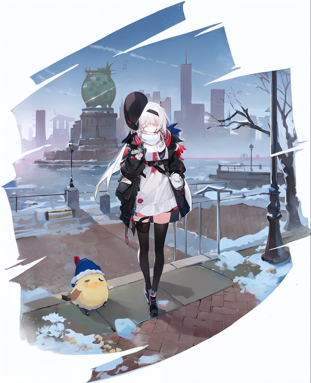 Cute with white hair covering her eyes