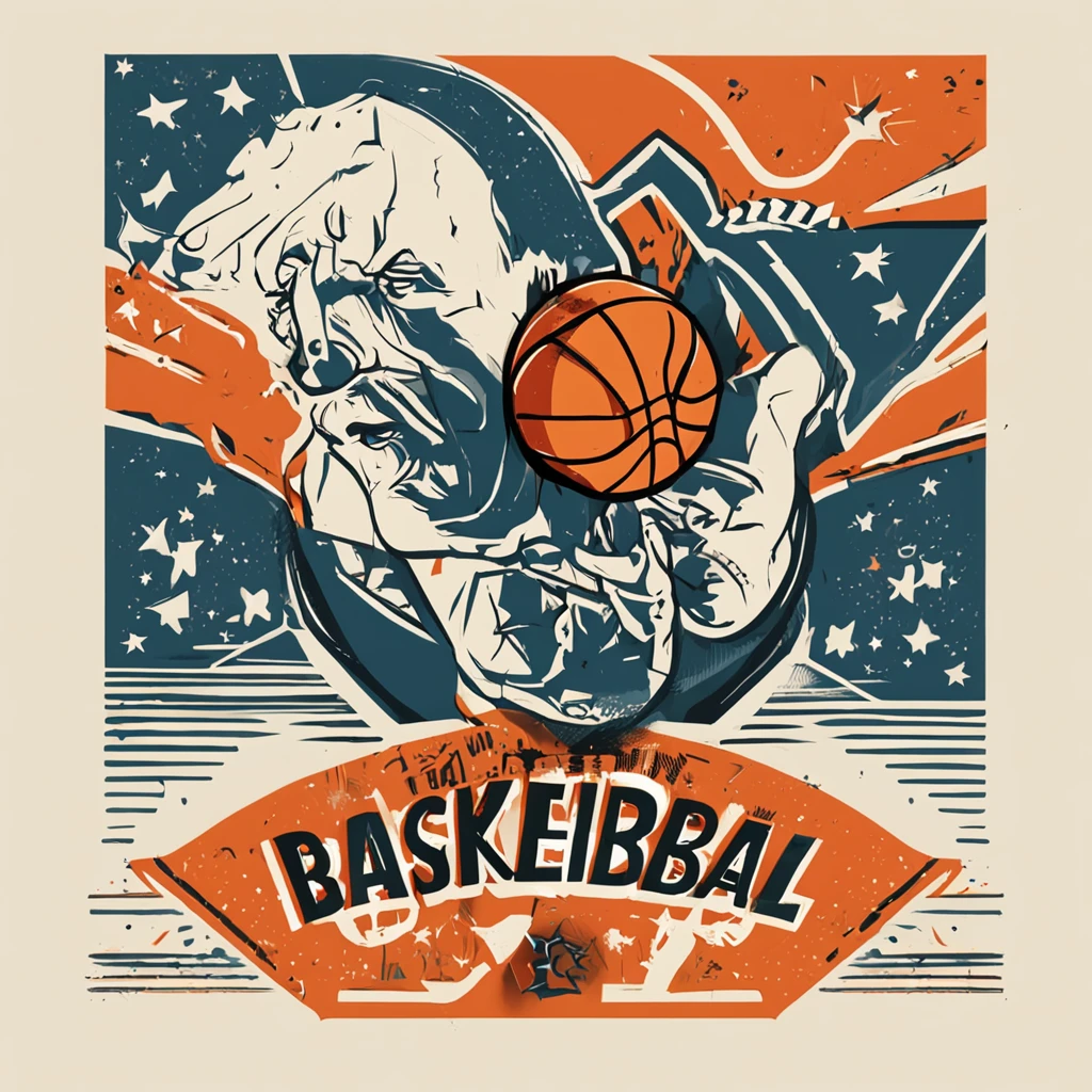 Basketball hall design logo，Superstar basketball，critters，American illustration