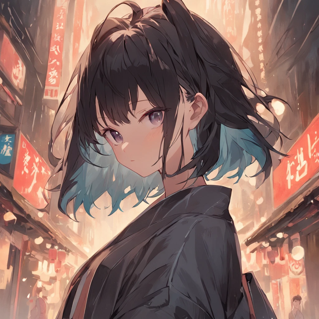 「japanes、A dark-haired、Center Part、Medium hair、４K」charicature、Natural black hair color、Clean skin tone、Simple clothing colors、Clean and intelligent design、Includes character icons with natural expressions and poses、Black hair texture or skin texture、The texture reflects the fabric feel of the garment and the well-formed center-part hair lines are drawn.。
