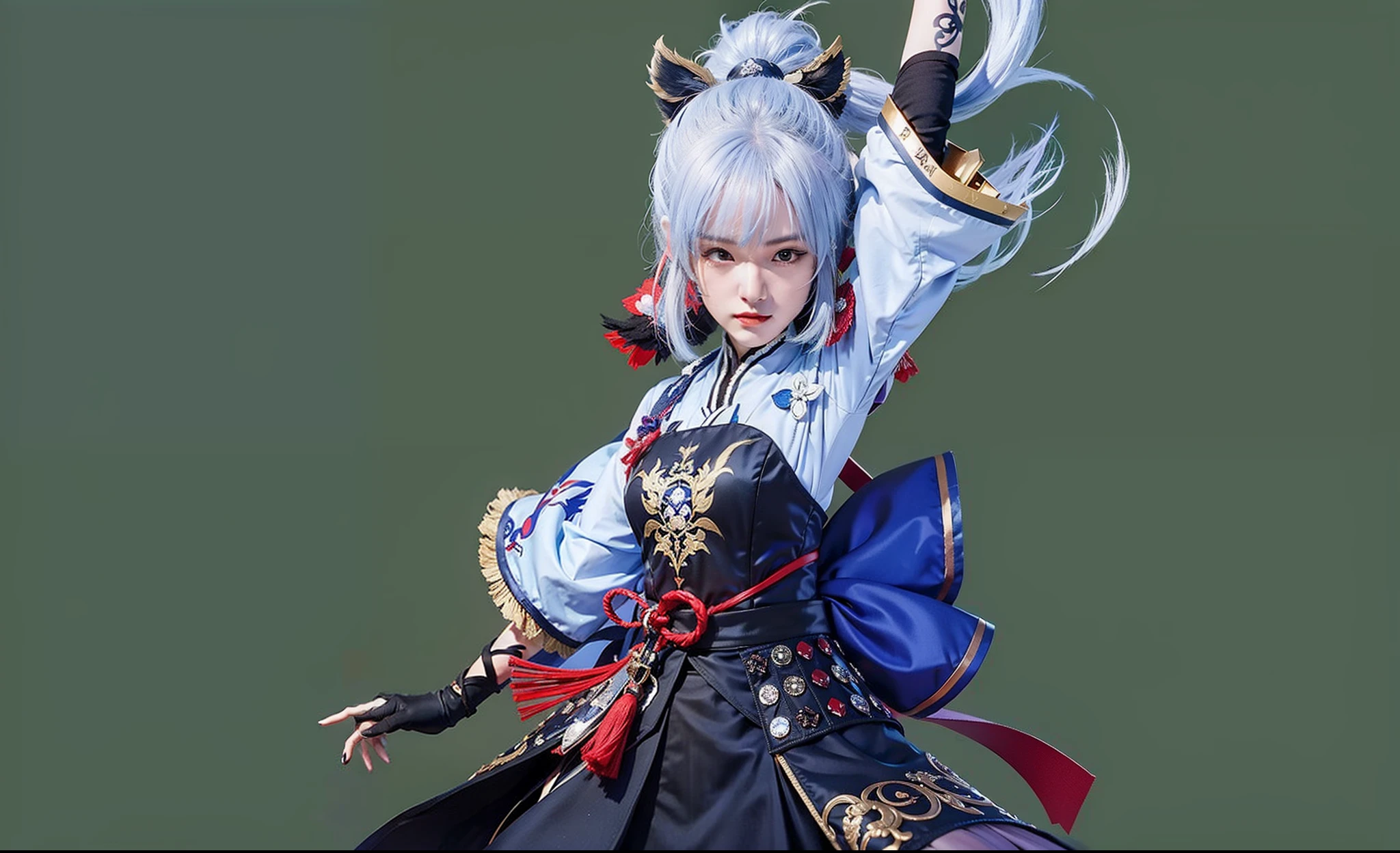 a close up of a person in a costume with a sword, ayaka genshin impact, ayaka game genshin impact, onmyoji portrait, keqing from genshin impact, high detailed official artwork, azur lane style, crisp clear rpg portrait, from the azur lane videogame, genshin impact character, zhongli from genshin impact