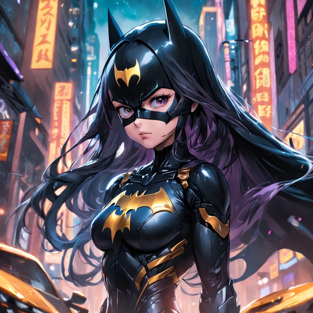 Realistic depiction of an advanced cybersuit in black, Batgirl из DC Comics