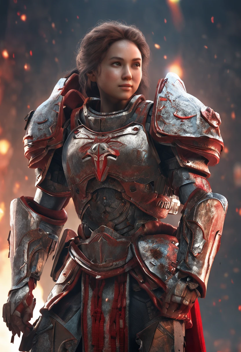 Junior Centurion Warrior,  Red and gray armor, Men and women work together, Men and women side by side, cheerfulness, Female Warrior, ultra - detailed, 8K, Unreal Engine 5, celebrating, Beautiful anime style girl all over, clean detailed faces, underdressing, analogous colors, Glowing shadow, beautiful gradation, Depth of field, Clean image, Football field setting, High quality, High detail, High definition, Luminous Studio graphics engine, Cute face, Heroic, sword, victory, full bodyesbian, Extremely detailed face, Bright eyes, Beautiful girl, fantasy, complimentary colours, insanely detailed and intricate, Ultra photo realsisim, Super detailed, Ultra HD, Vivid, Low angle