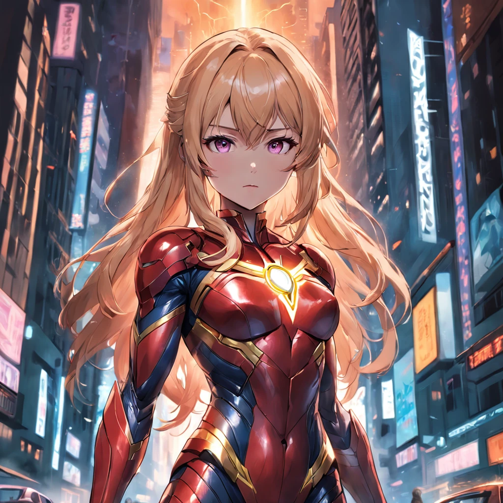 Realistic depiction of an advanced cybersuit, Woman dressed as Flash from DC Comics
