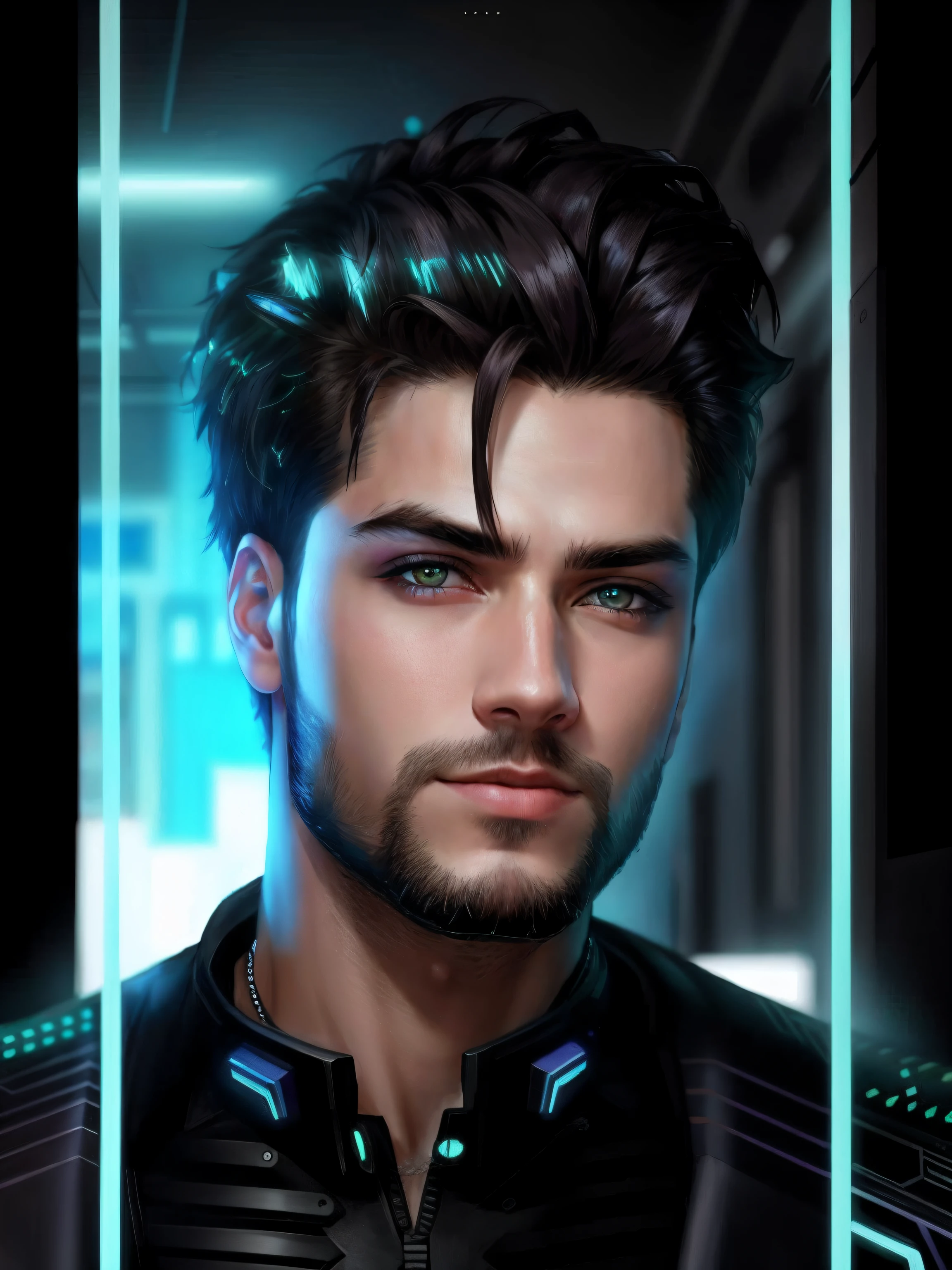Change background cyberpunk handsome boy, realistic face, 8k, ultra realistic