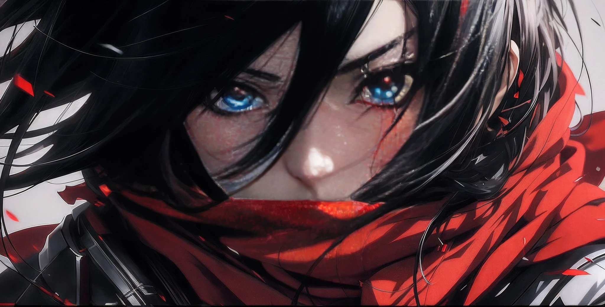 Anime girl with black hair and red scarf looking at camera, 4 k manga wallpaper, Estilo anime 4K, papel de parede anime 4k, badass anime 8 k, retrato impressionante do rosto do anime, Anime Art Wallpaper 4K, Anime Art Wallpaper 4K, 4k anime wallpapers, 4k anime wallpapers, Anime Art Wallpaper 8K, Artgerm 4K