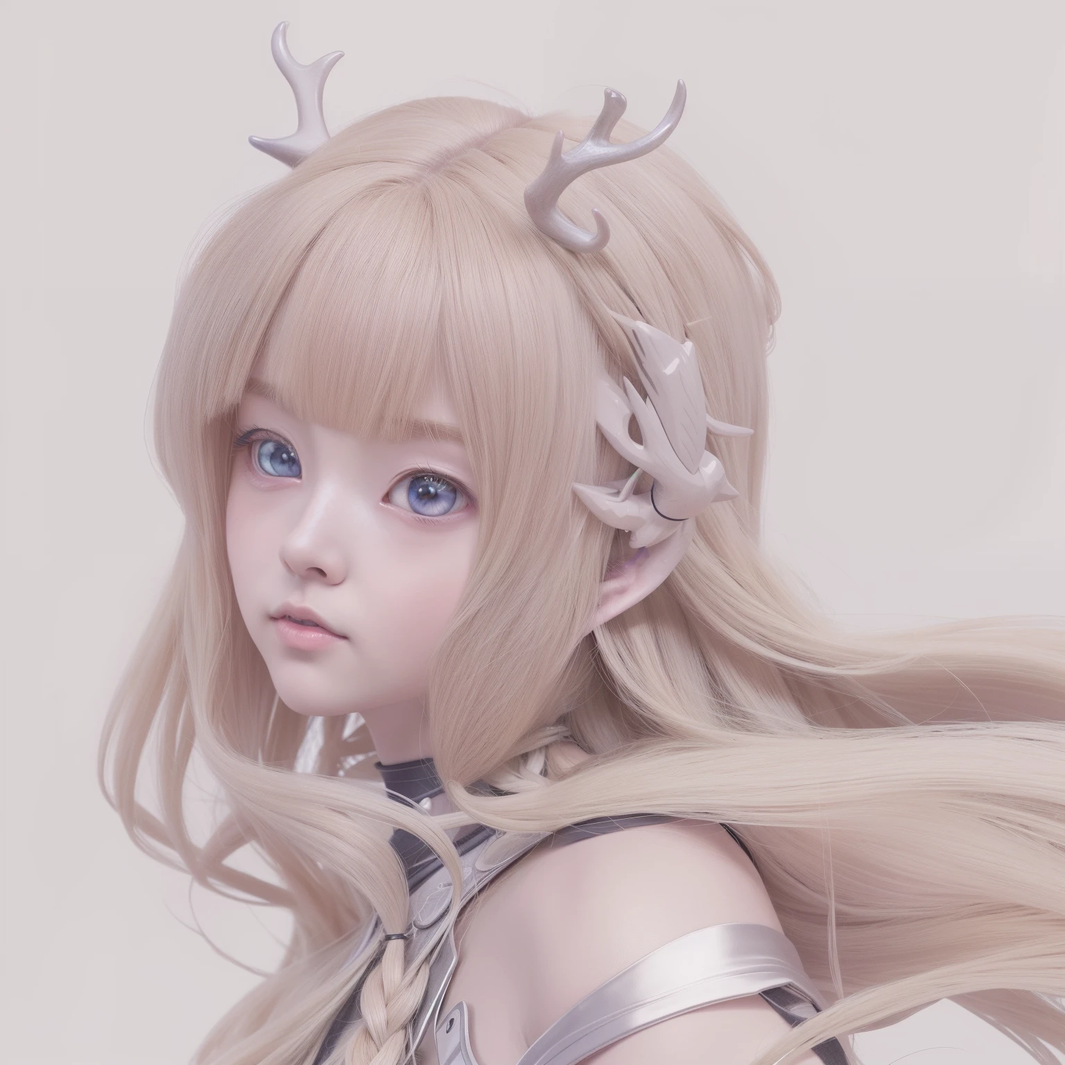 Anime girl posing for photo with long hair and antlers, Loish et WLOP, hyper-detailed fantasy character, Guviz-style artwork, Guviz, wlop loish and clamp style, Detailed digital anime art, Inspired by WLOP, 8K high quality detailed art, render of april, guweiz masterpiece