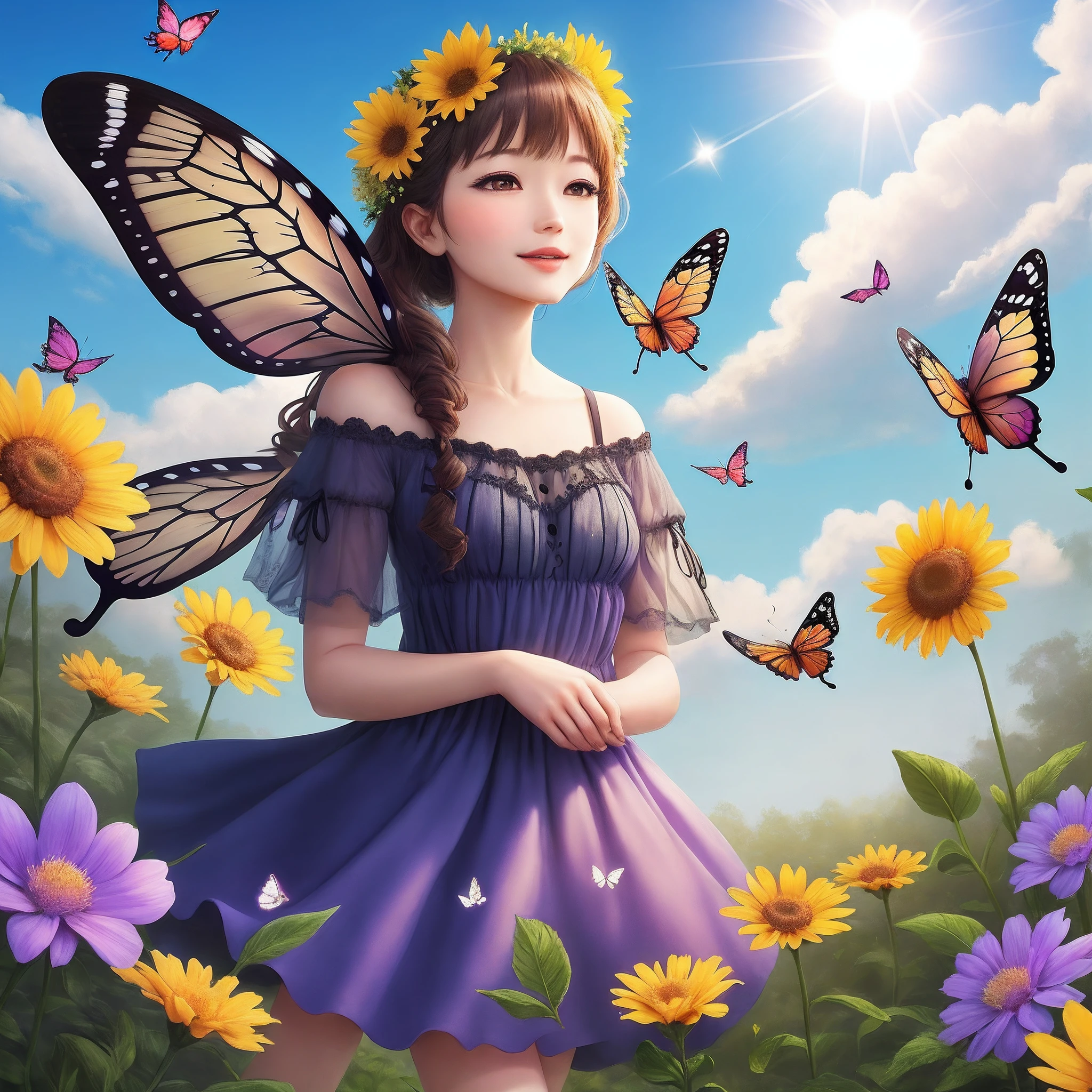 Butterfly sky, sparkling sunshine, full of brilliant flowers