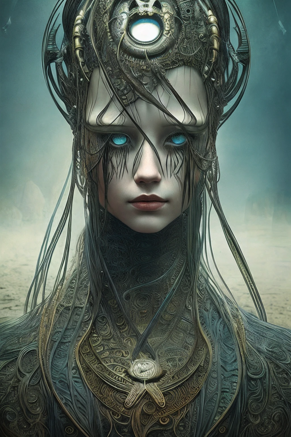 High waist Portrait of an exotic beautiful Caucasian woman wearing trendy clothes on a beach, perfect detailed detailed face, detailed symmetrical brown eyes with circular iris, realistic, stunning realistic photography, 3d rendering, octane rendering, intricately detailed, cinematic, trend in artstation, isometric, hyperrealistic cover photo centered, stunning colors, hand-drawn, dark, sandy, mucha, klimt, erte 12k, high definition, cinematic, neoprene, winner of the behance contest, portrait presented on unsplash, stylized digital art, smooth, ultra high definition, 8k, unreal mechanism 5, ultra sharp focus, intricate, menacing, epic artwork, TanvirTamim, trend in artstation, by artgerm, h. r. Giger and Beksinski, highly detailed, vibrant