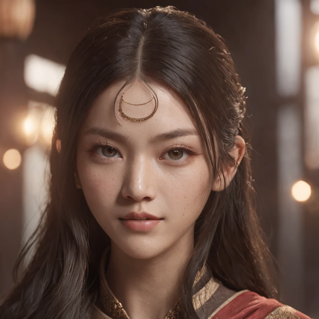(RAW photo, best quality), (realistic, photo-realistic:1.3),best quality,highly detailed,masterpiece,ultra-detailed,illustration,1girl,upper_body,dynamic angle,world masterpiece theater,messy_long_hair,best quality,extremely detailed CG unity 8k wallpaper,ink,Amazing,cinematic lighting,lens_flare, dunhuang_style