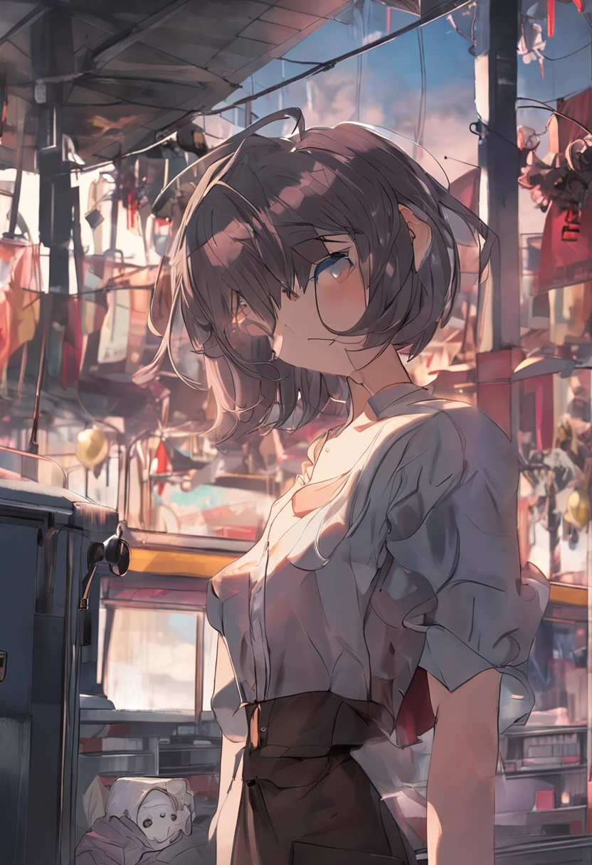 short detailed hair、femele、There are dimples，Finance staff，earnestly，Domineering