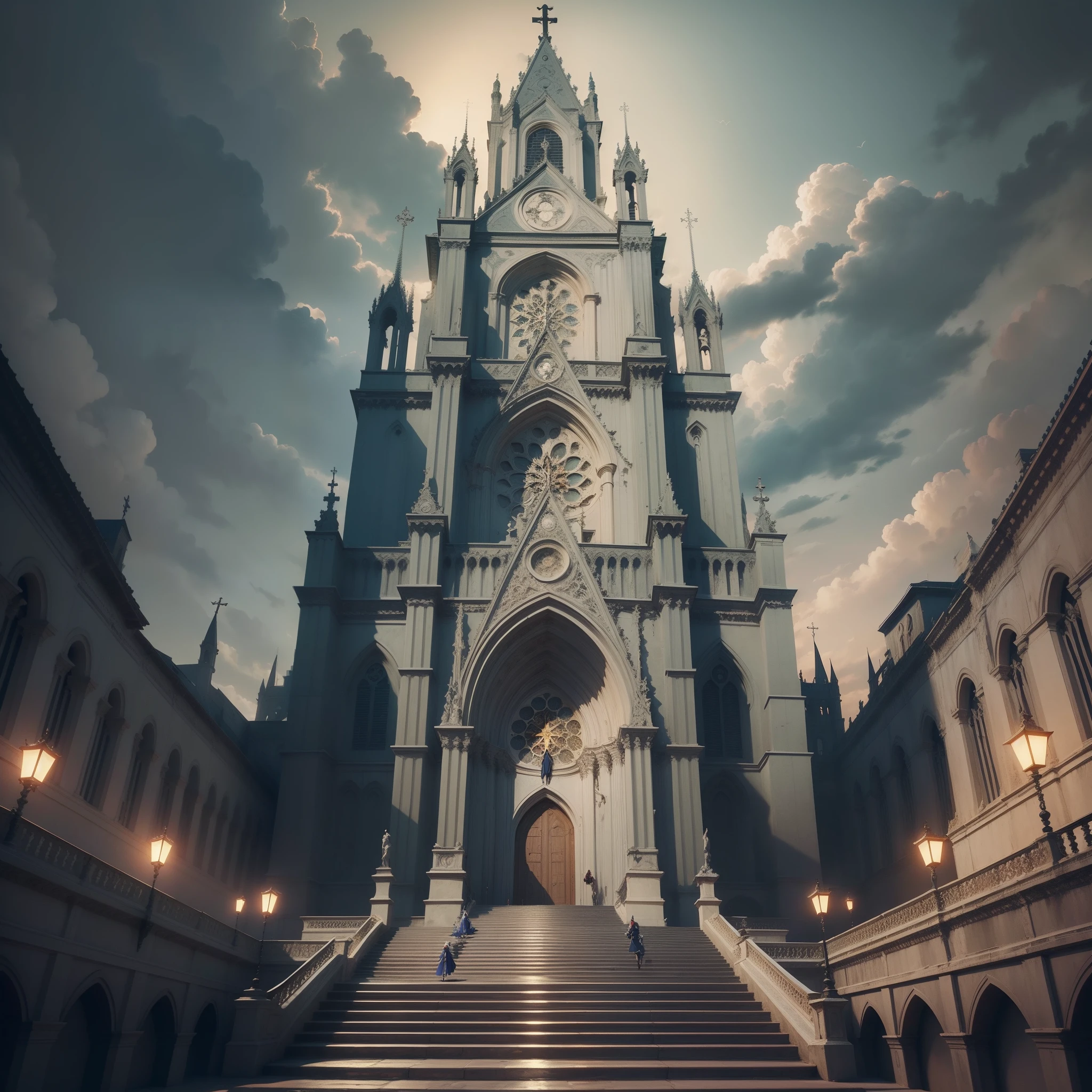 Printable Vectors Professional Vectors, Castlevania-style animation, tiro completo, 8K resolution, Stunning illustrations,Cruzes,cor dourada,igreja, Fundo da igreja, Depth view