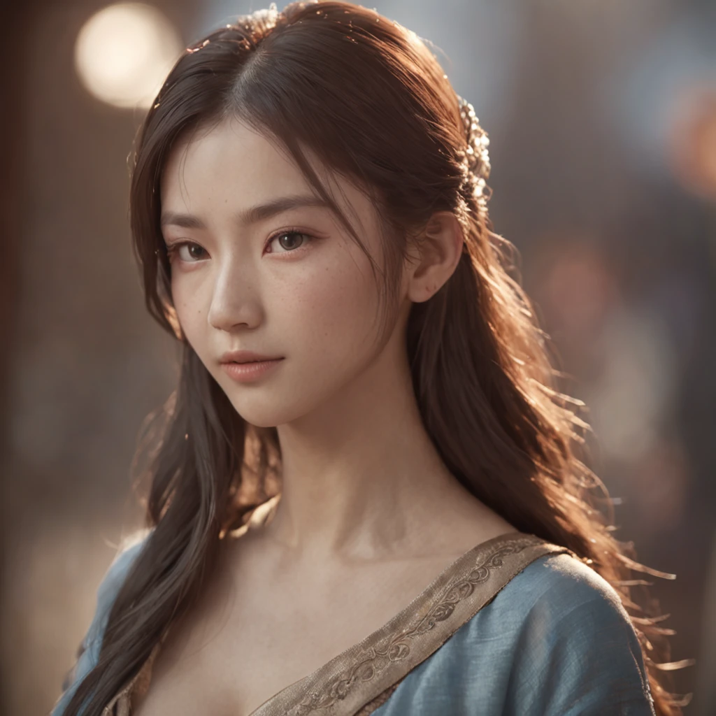 (RAW photo, best quality), (realistic, photo-realistic:1.3),best quality,highly detailed,masterpiece,ultra-detailed,illustration,1girl,upper_body,dynamic angle,world masterpiece theater,messy_long_hair,best quality,extremely detailed CG unity 8k wallpaper,ink,Amazing,cinematic lighting,lens_flare, dunhuang_style