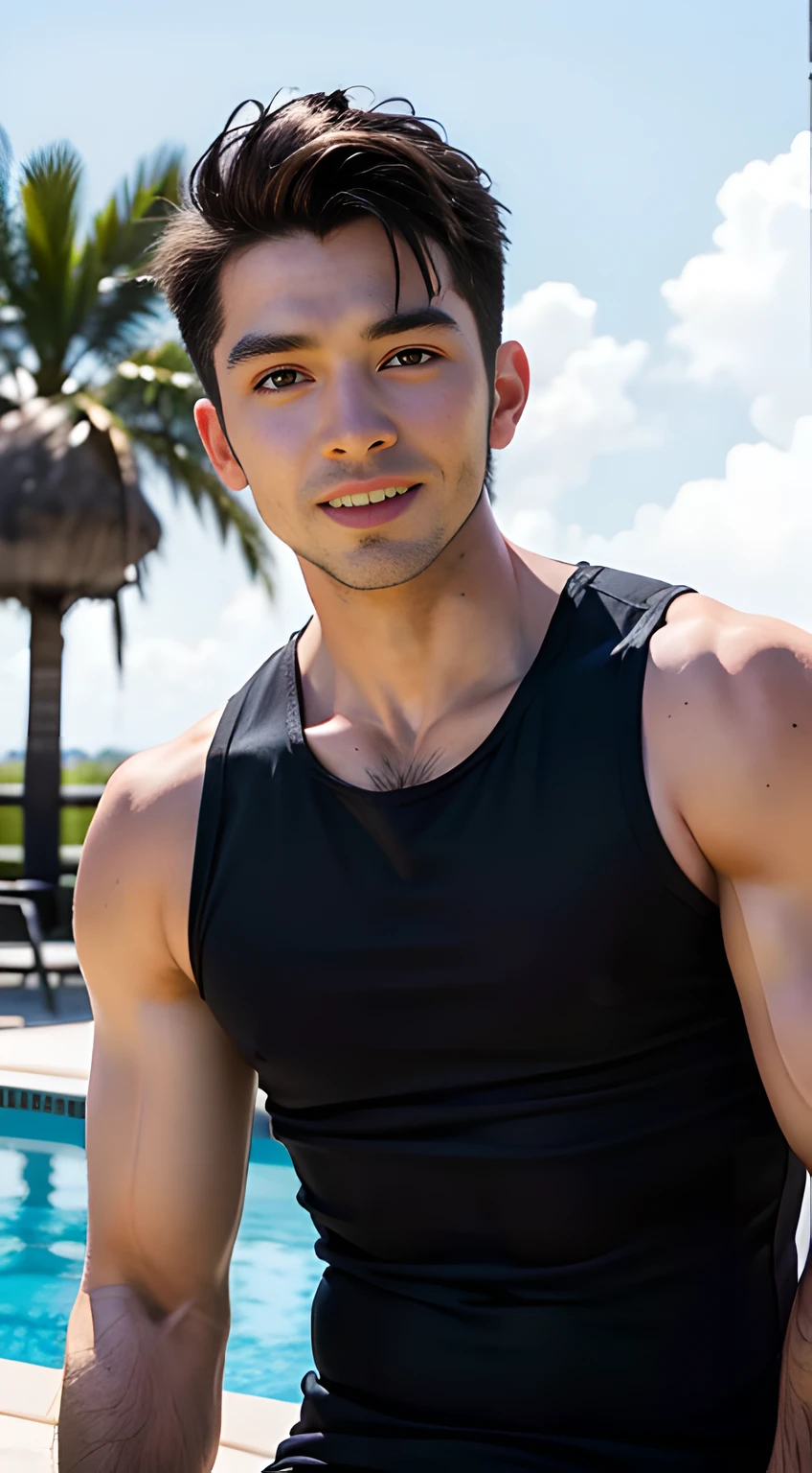 a man laying on the hammock, relaxing, smile, hammock photography, naked, handsome man, extremely detailed face, smile, detailed eyes, detailed lips, chiaroscuro lighting, cinematic composition, dramatic lighting, moody atmosphere, warm color palette, high contrast, photorealistic, (best quality,4k,8k,highres,masterpiece:1.2),ultra-detailed,(realistic,photorealistic,photo-realistic:1.37)