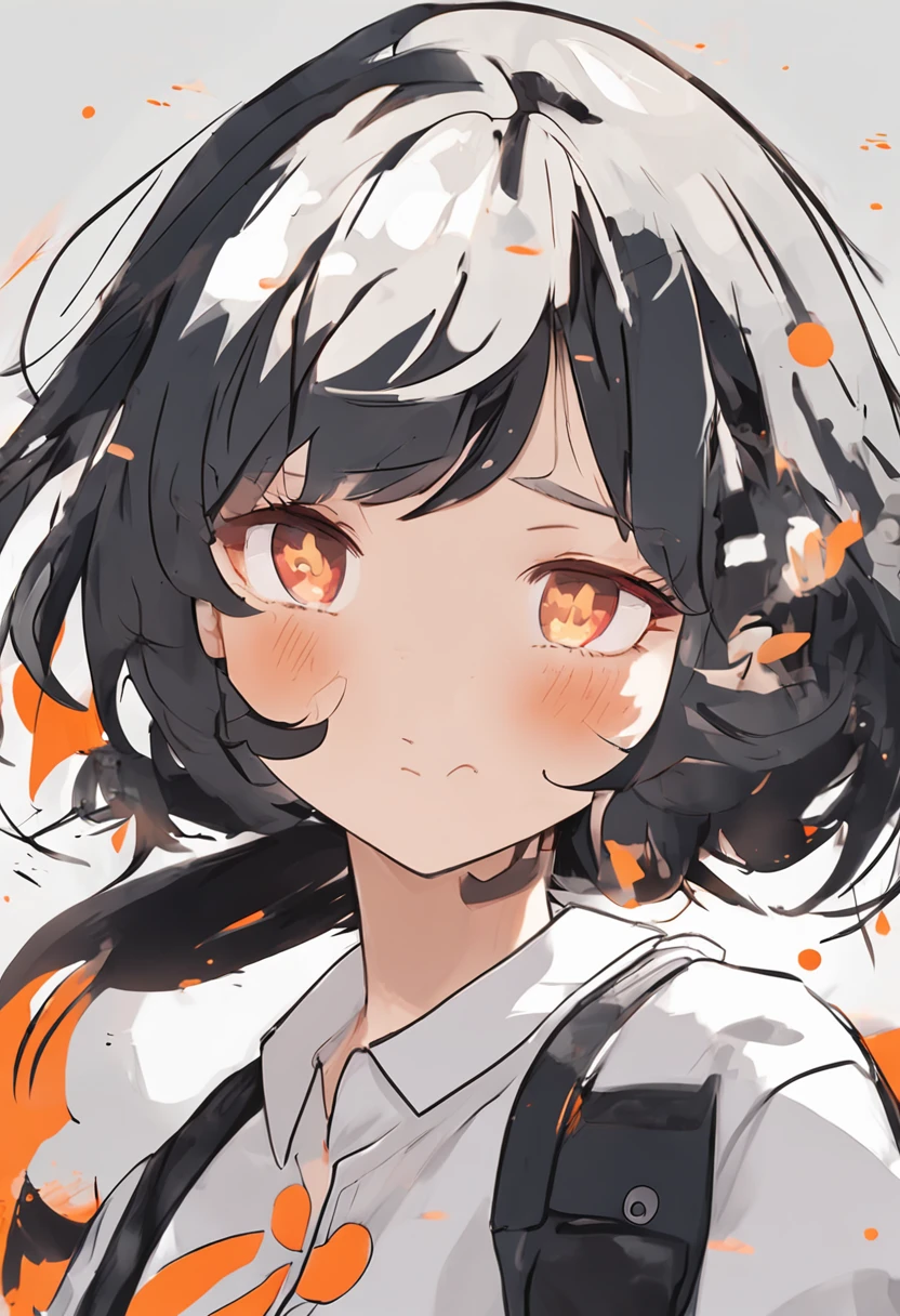 cartoon girl with black hair and white shirt with orange dots, flat anime style, anime style illustration, portrait of cute anime girl, cute art style, clean detailed anime style, retro anime girl, anime style character, in an anime style, anime style portrait, lofi girl, japanese cartoon style, cute anime face, cute anime girl portrait, cute cartoon character