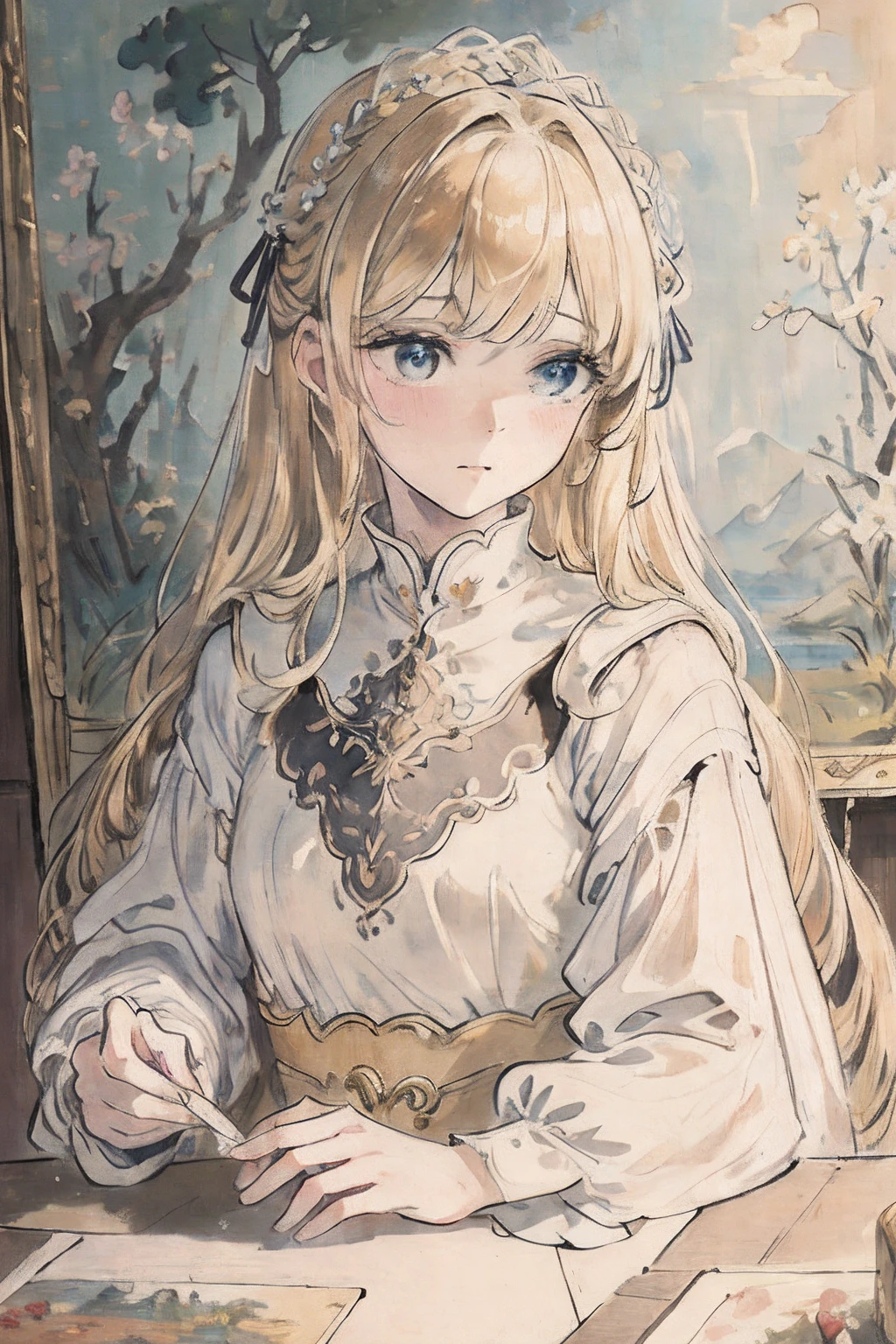 masterpiece, best quality, an extremely delicate and beautiful girl,an extremely delicate and beautiful, world masterpiece theater, ultra-detailed, highly detailed, best quality, blonde hair, highres, extremely detailed,1girl, best quality, illustration, looking at viewer, impasto, canvas, oil painting, realistic, realist ,real,