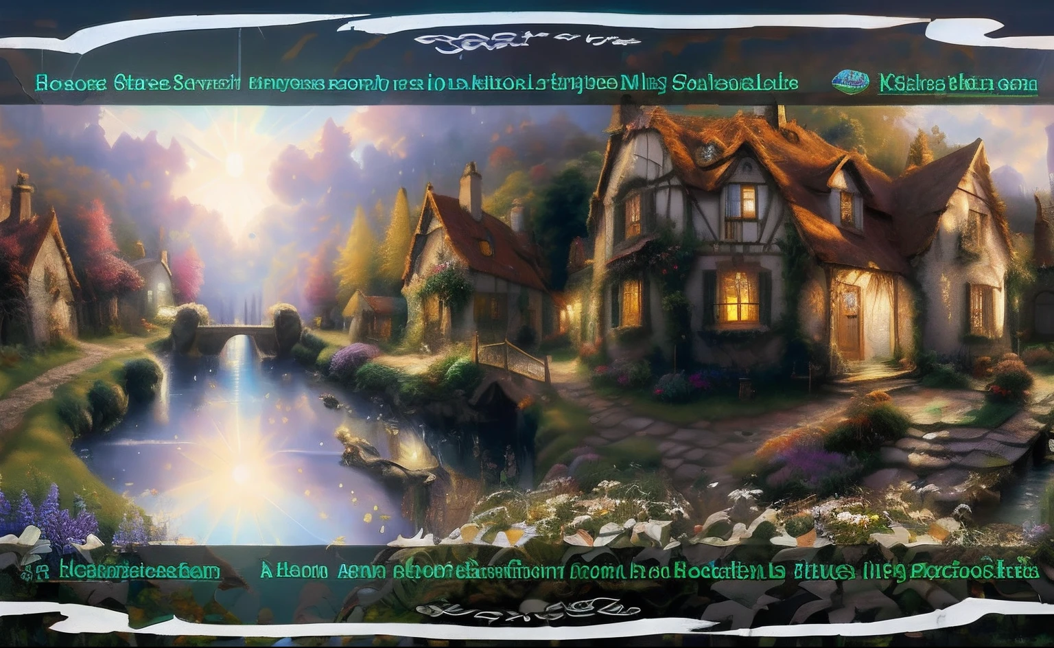 there is a painting of a house and a stream in the middle of a country, 4 k matte thomas kinkade, 8k high quality detailed art, 4 k highly detailed art, 4k highly detailed digital art, highly detailed 4 k art, kinkade. award winning, 8 k highly detailed art, thomas kinkade cfg _ scale 9, thomas kinkade style