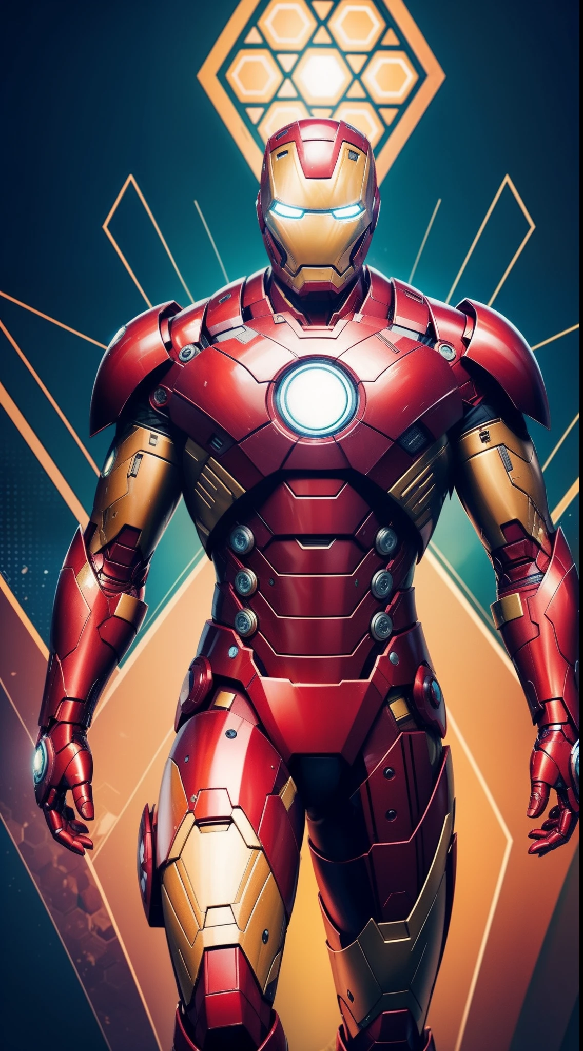 Iron Man из комиксов Marvel, Masterpiece, Best Quality, abstract, Psychedelic, Neon, (honeycomb pattern), (creative:1.3), Sy3, SMM, fantasy00d