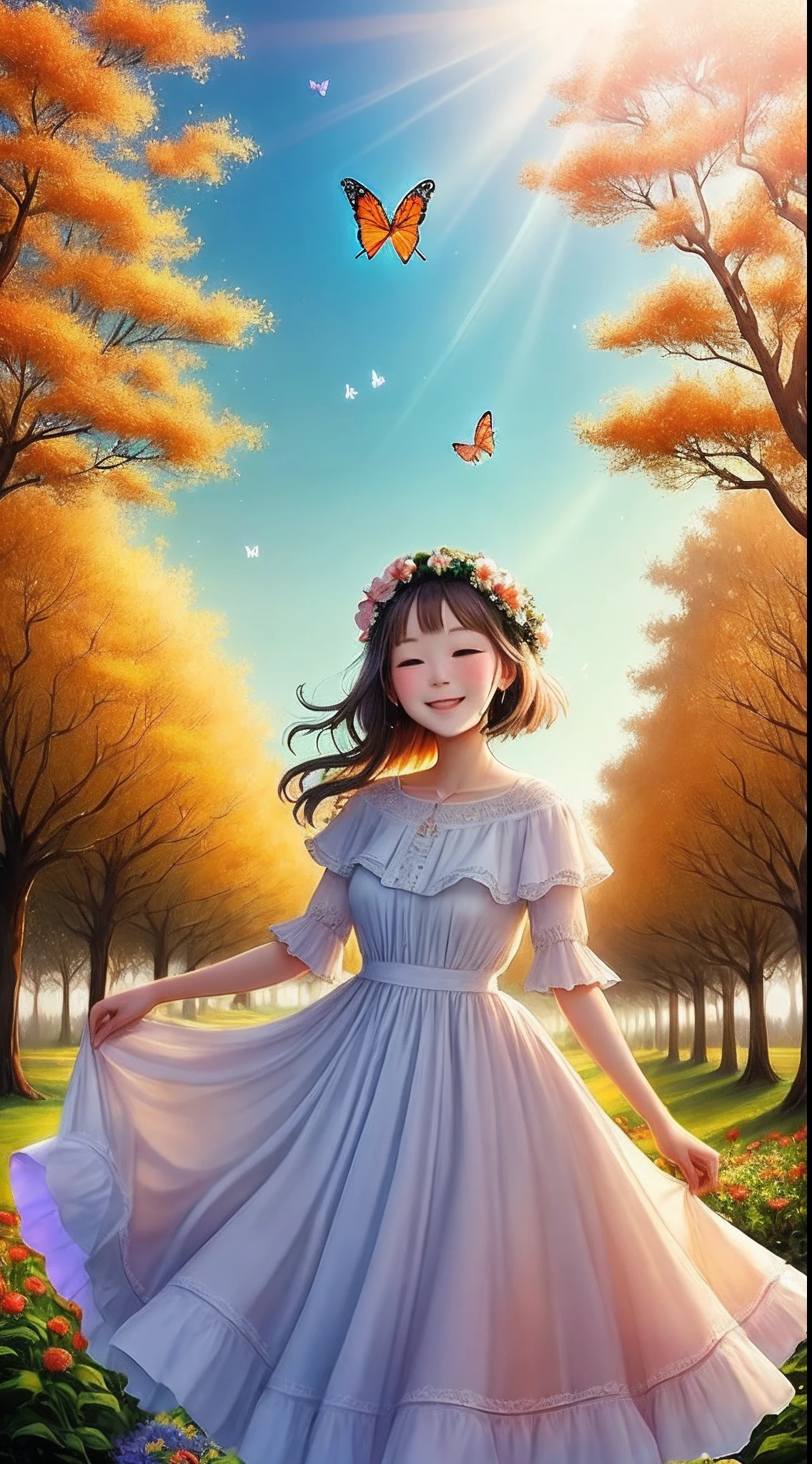 Butterfly sky, sparkling sunshine, full of brilliant flowers