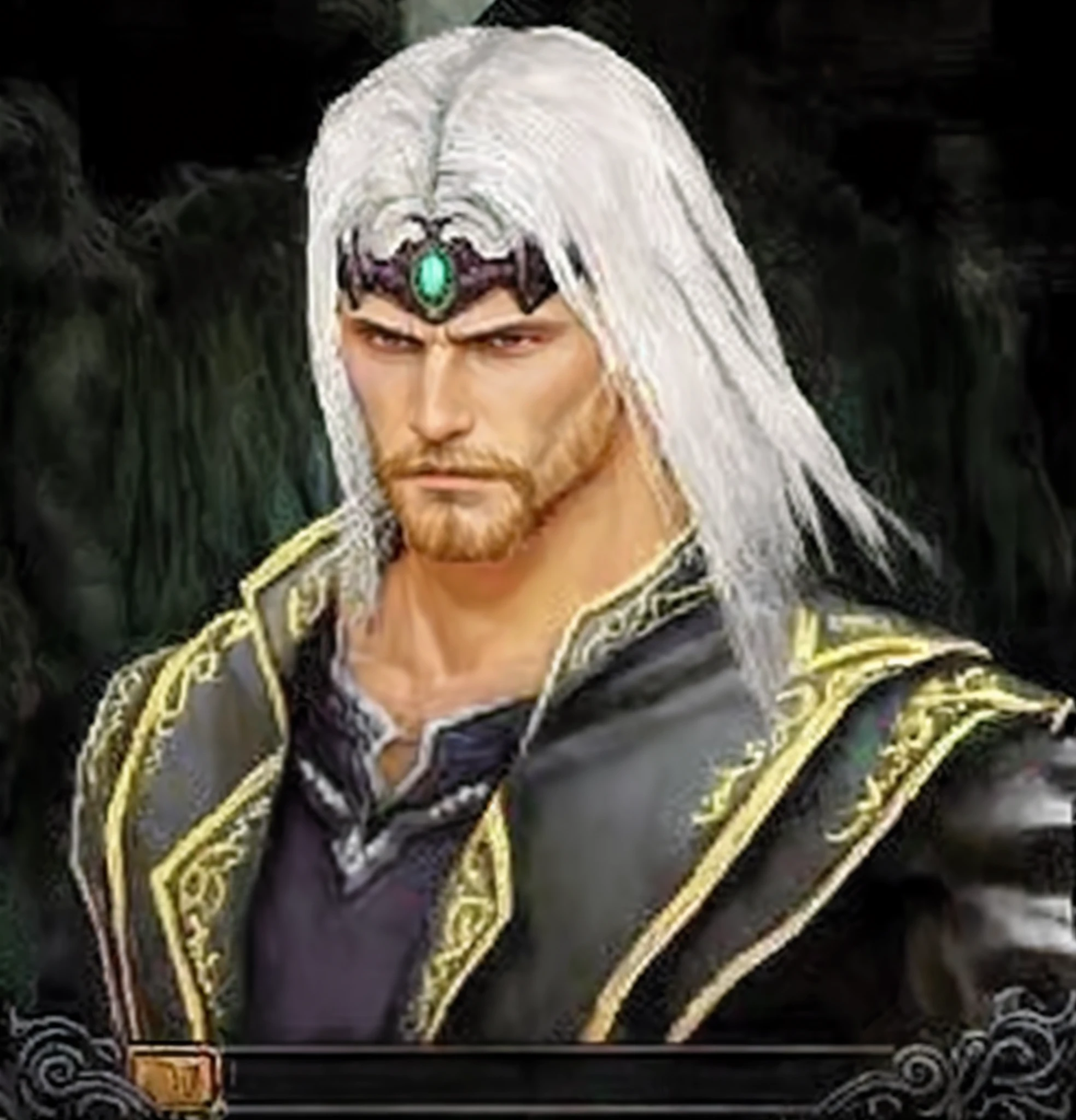 um homem com cabelos brancos sem barba