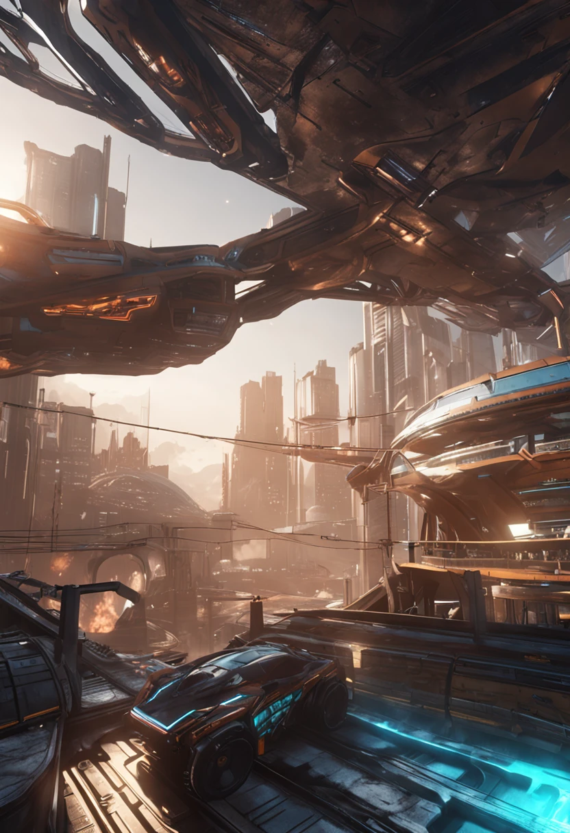 high-speed rail, warframe, Cyber punk city