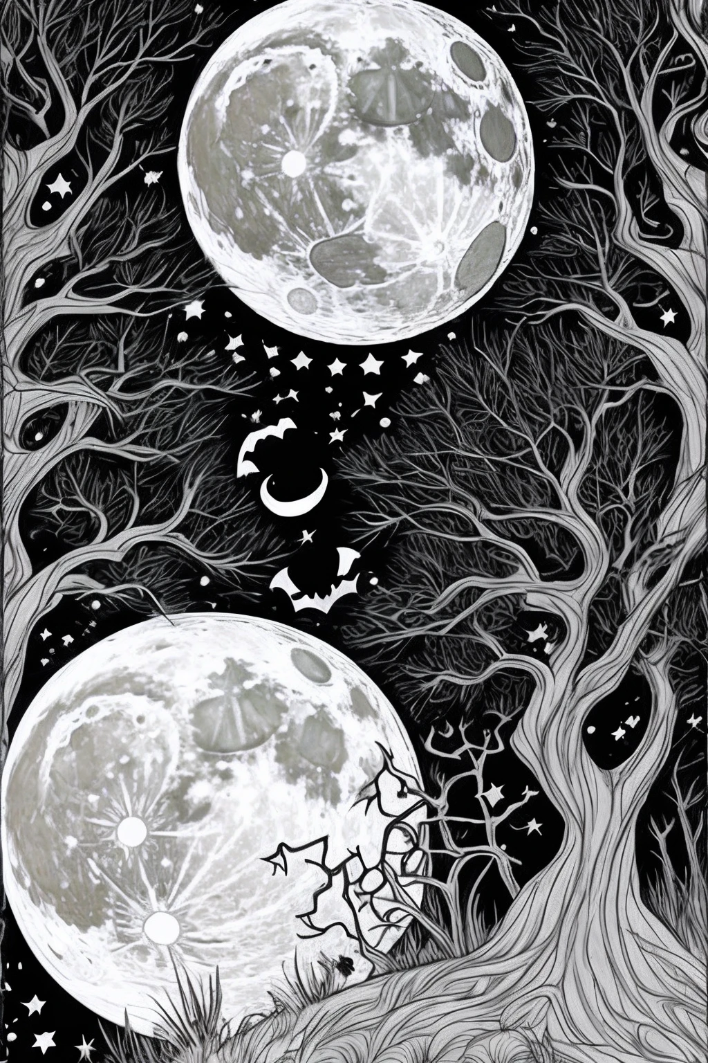 Coloring pages halloween background moon