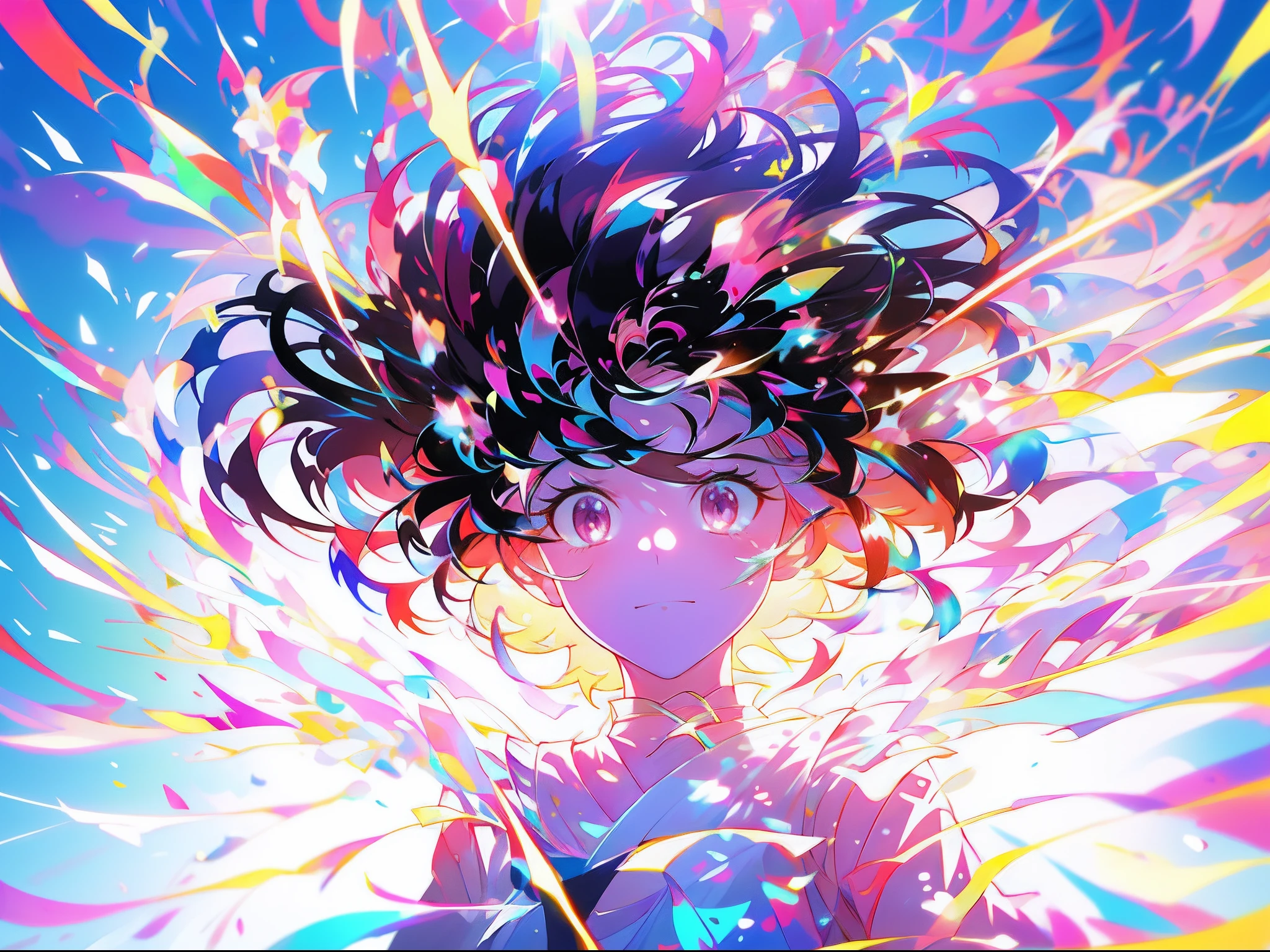 Perfect woman, Colorful hair,Delicate face,4K anime。8K anime