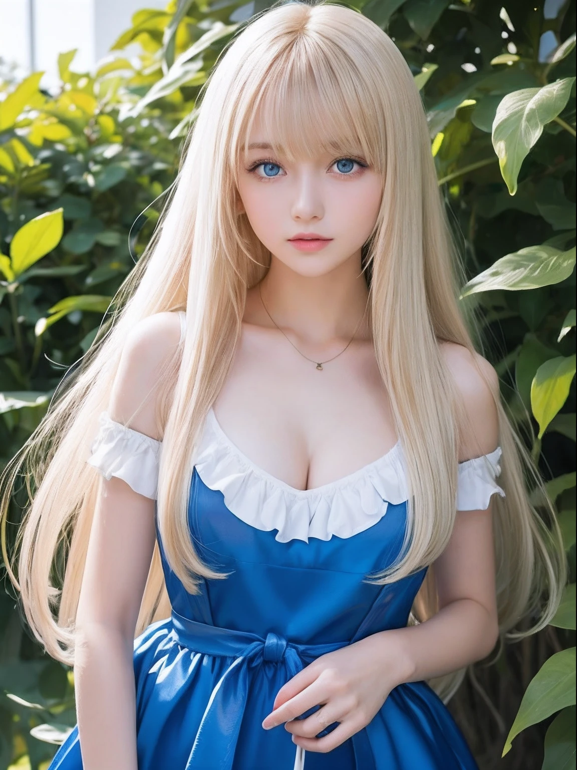 A Close Up Of A Woman In A Blue Dress Posing For A Picture Seaart Ai