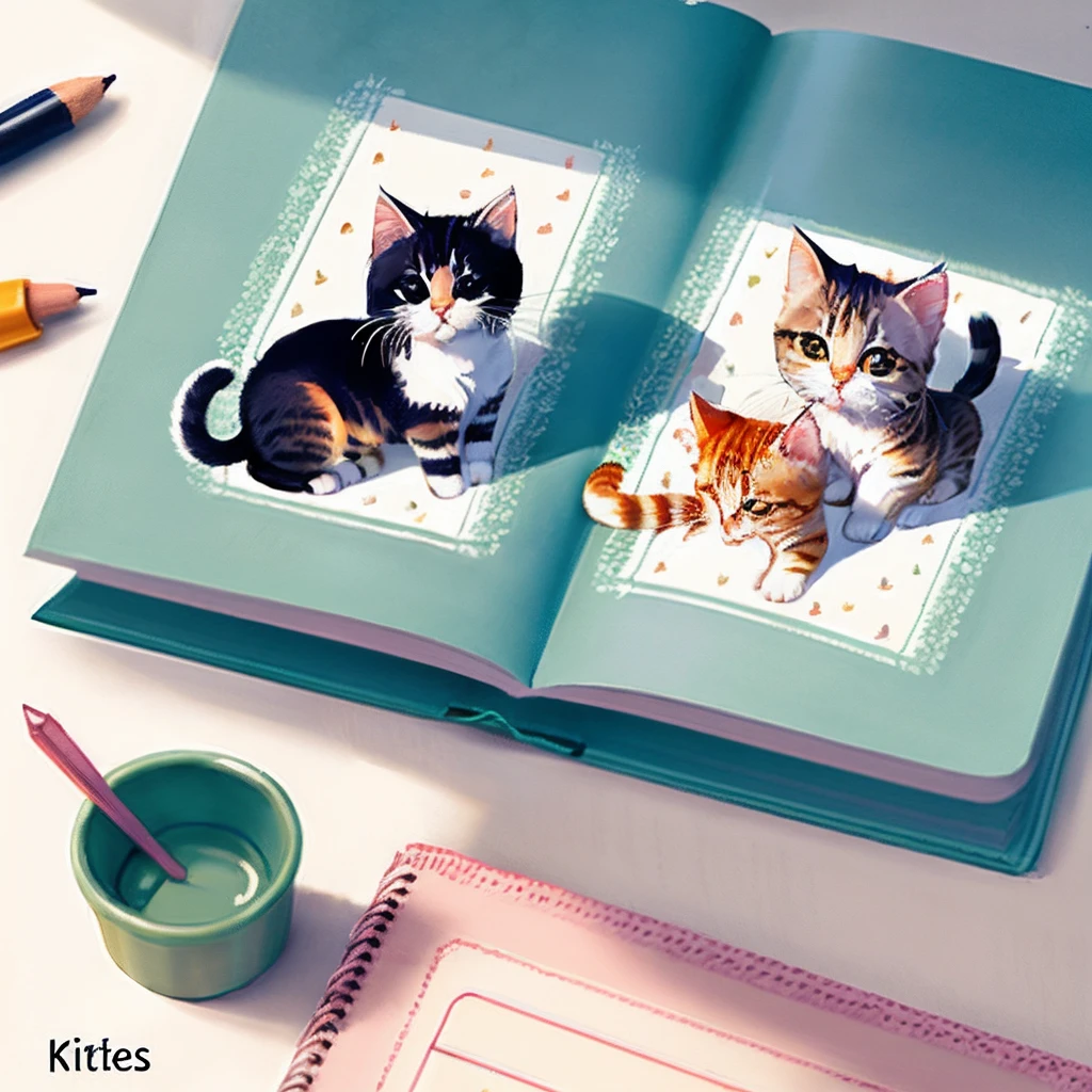 Create illustrations for a book about kittens