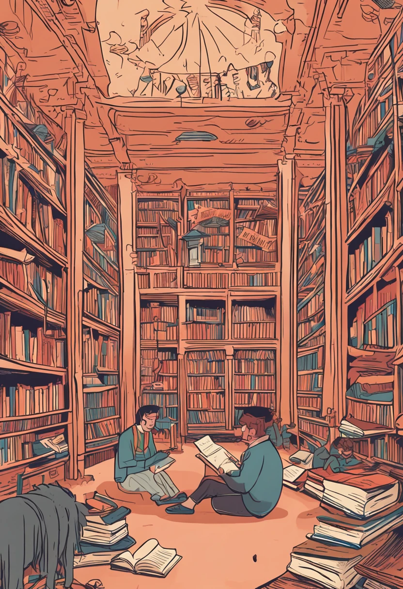 This illustration is set against a welcoming backdrop，It shows a group of dynamic students participating in the recruitment activities of the literary club。In the center of the picture，There is a magnificent library，Symbolizes the treasure trove of knowledge and the importance of literature。

A diverse group of students gathered in front of the library，They are passionately involved in various literary activities。Some people flip through books in front of the shelves，Some engage in heated debates in panel discussions，Still others perform plays on stage or read poetry。

The whole scene is filled with laughter and sparks of creativity。In the corner of the picture，There is a colorful autumn leaf，It symbolizes the richness of feelings brought by literature and the soaring of ideas。

Above the poster is a striking headline："Literature Club recruits"，The time of the event is listed below、Location and contact details，More information is available for those who are interested。

This illustration is known for its vivid scenes and diverse participants，It aims to attract more students to join the literary club，And show the charm of literature and the vitality of the community。