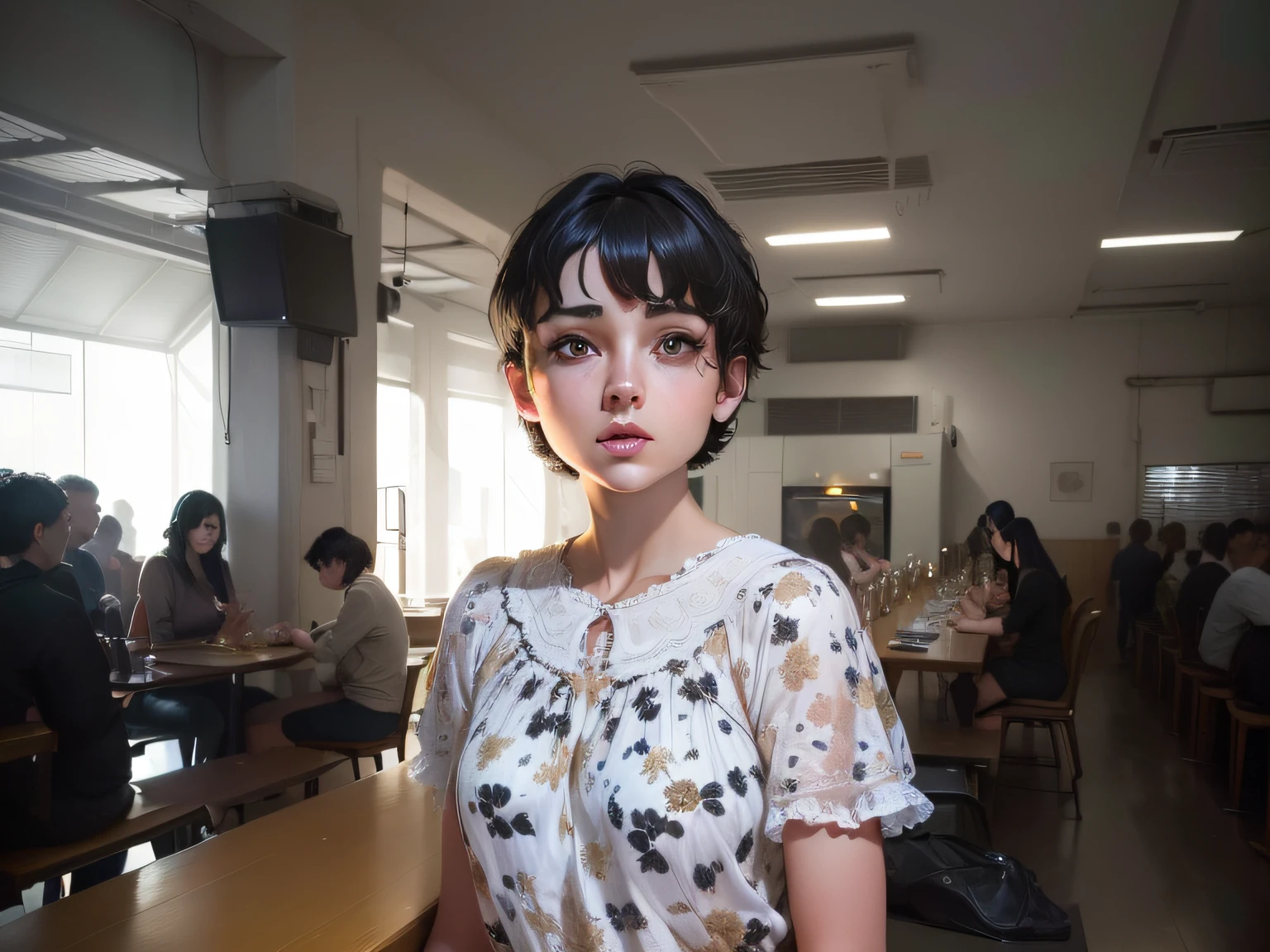 (masterpiece:1.3), (8k, photorealistic, RAW photo, best quality: 1.4), (1girl), beautiful face, (realistic face), (black hair, short hair:1.3), beautiful hairstyle, realistic eyes, beautiful detailed eyes, (realistic skin), beautiful skin, ridiculous, Attractive, ultra-high resolution, ultra-realistic, very detailed, golden ratio