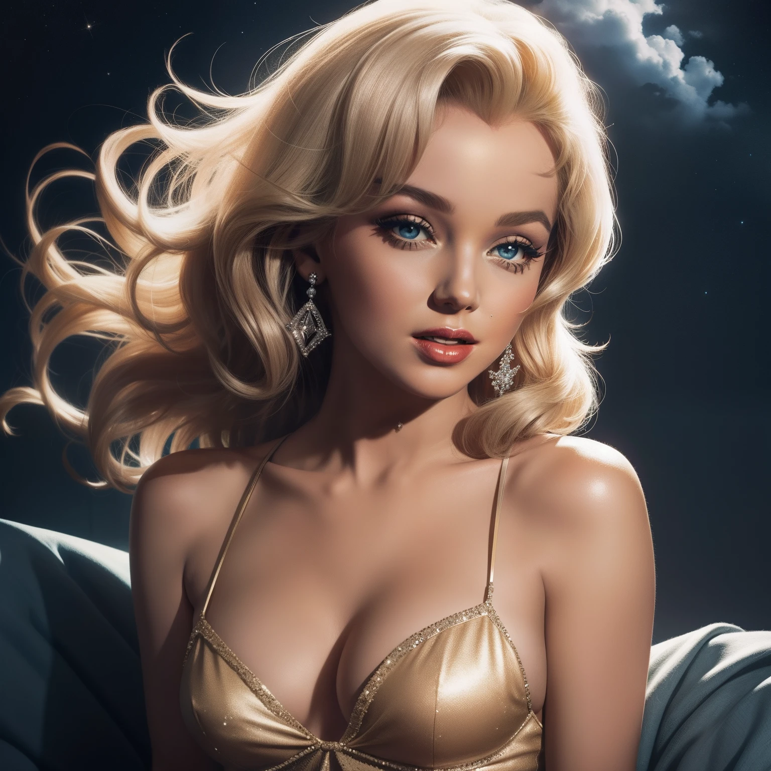 Marylin Monroe in the sky with diamonds
