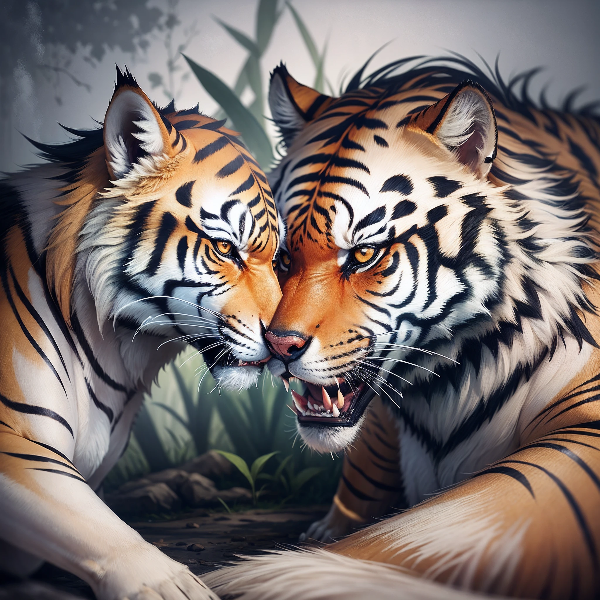 a wolf fighting with tiger --auto --s2