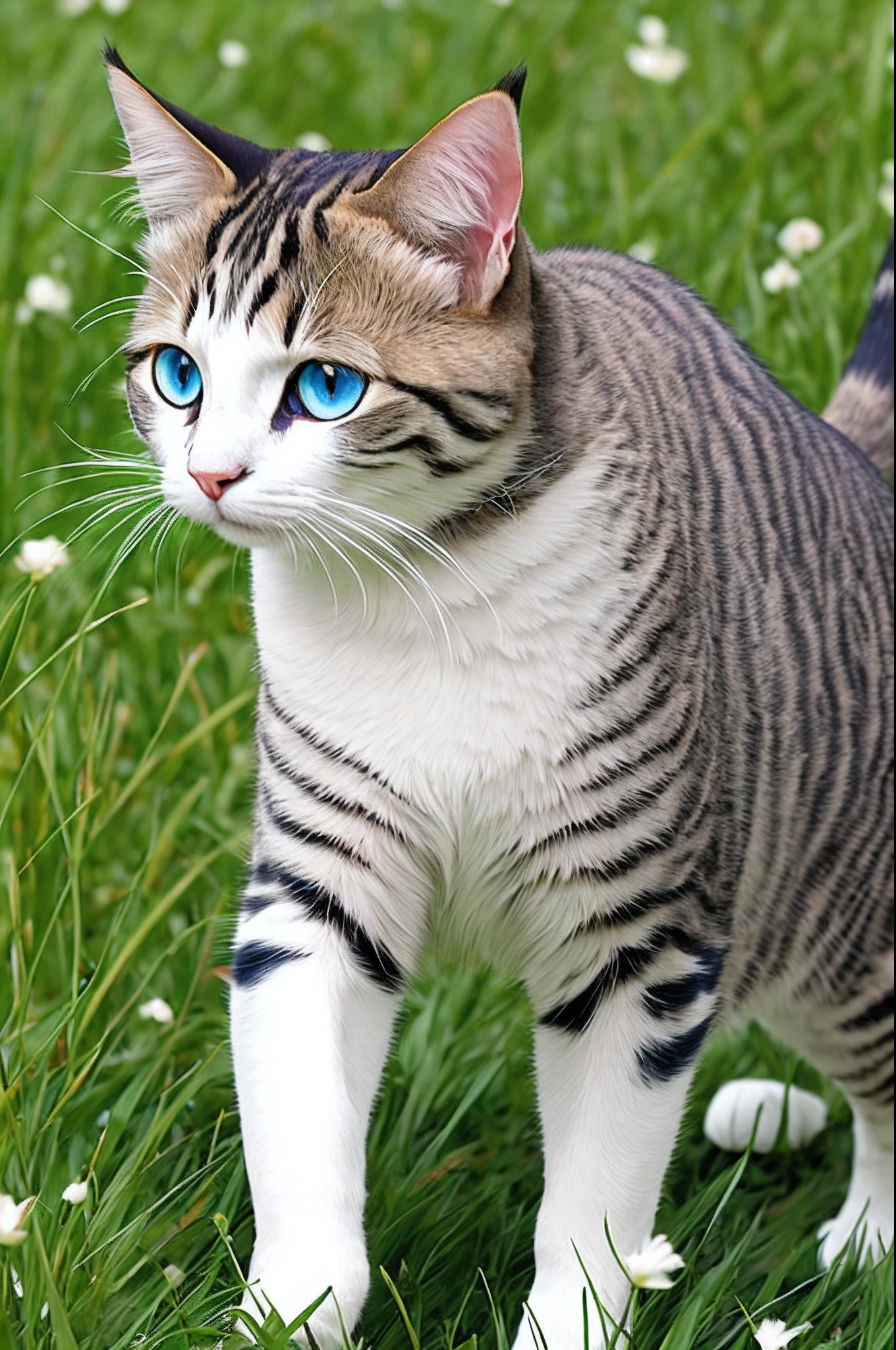 catss,blue color eyes,Grass running