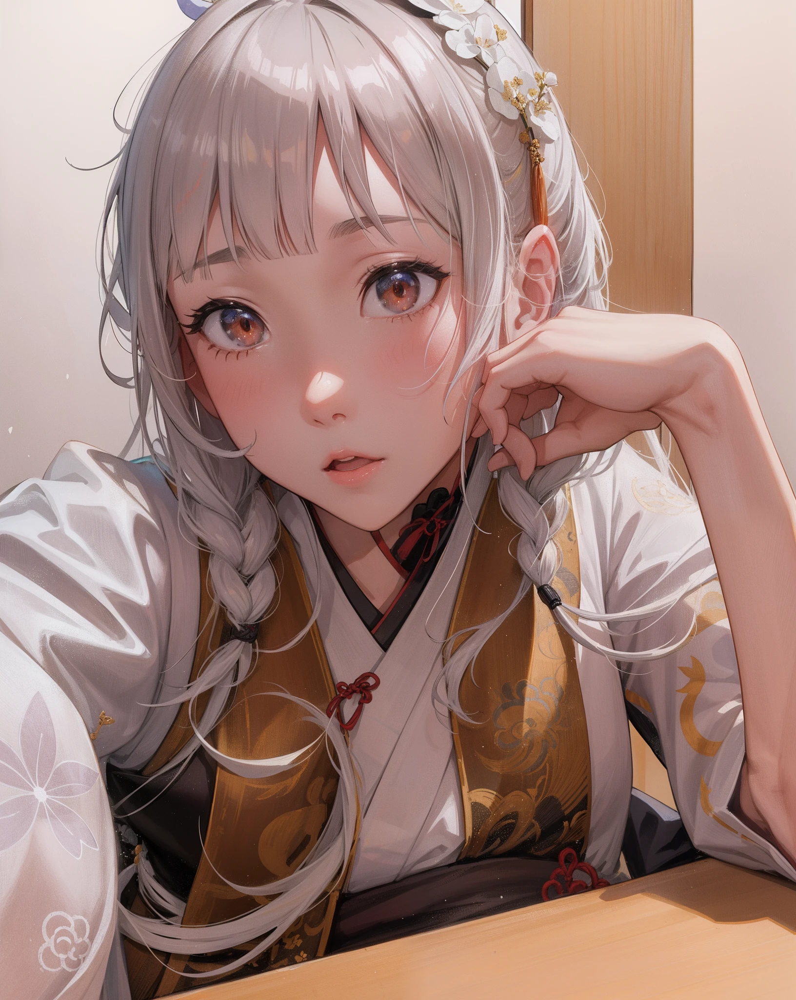 1girl, (hanfu), glowing, sidelighting, wallpaper,high nose