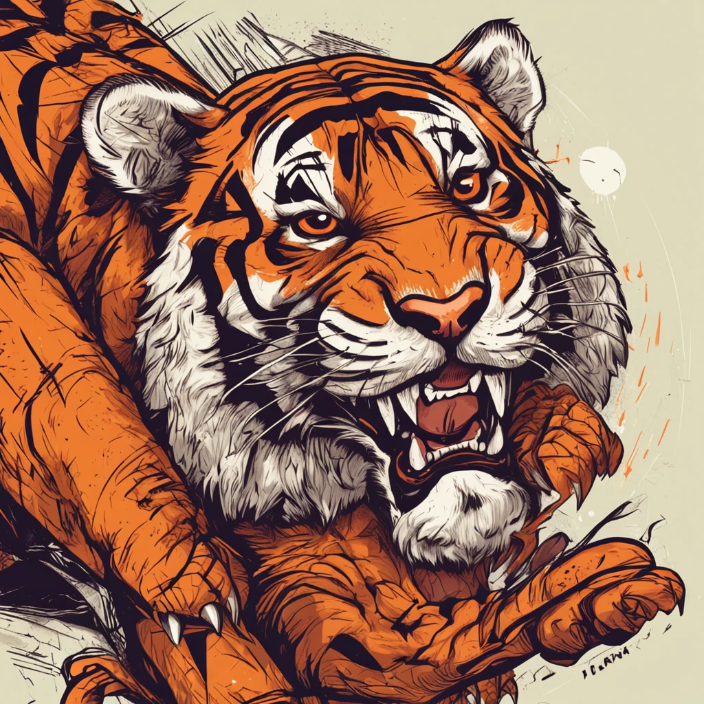 The tiger leaps sideways，Basketball badge，American illustration