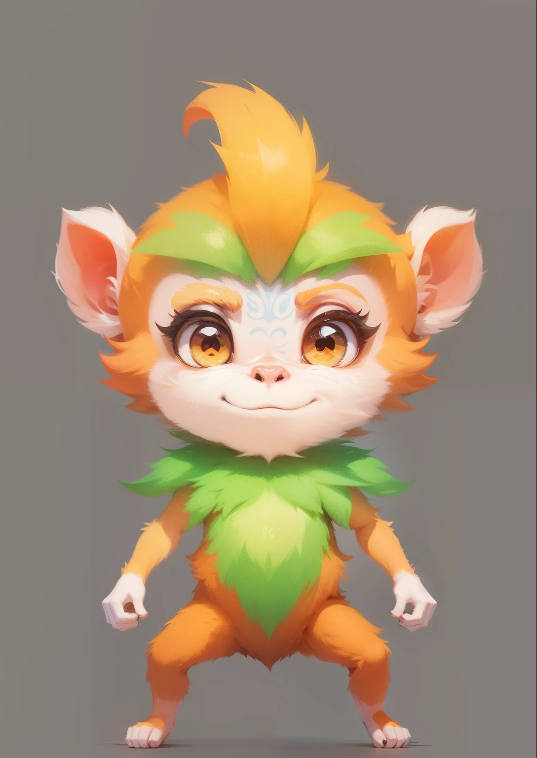 vectorial, Printable color graffiti, Graffiti illustration: Cute little monkey, action shot, frontage,left right symmetry,High detail, ((white backgrounid))