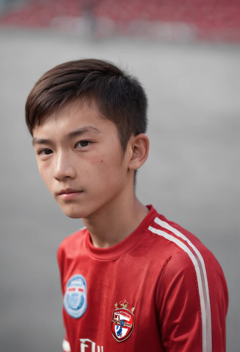 One height 1.75m 12-year-old Chinese teenager,Wearing the number 7 shirt of the Portuguese national football team，Use snaps to capture the moment when teenagers play soccer，schoolboy，Strong and compact，The background is the players in the distance and the Old Trafford football stadium，Exercise full body photo，Photoreality，photore，tmasterpiece，hentail realism，hentail realism，Photoreality，hight contrast，The photorealistic digital art trend is detailed and realistic in Artstation 8k HD HD, A detailed, skin textures, ultra - detailed, realistic skin textures, best qualtiy, 超A high resolution, (真实感:1.4),, A high resolution, A detailed, RAW photogr, sharp, by lee jeffries nikon d850 film stock photograph 4 kodak portra 400 camera f1.6 Lens, rich colors, ultra-realistic realistic textures, dramatic lighting, unrealengine artstation cinestill 800 trends，