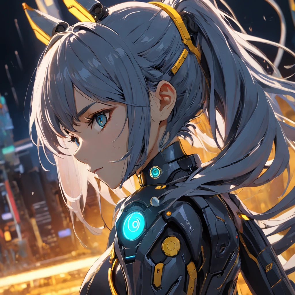 sci fi character art, cool artwork, futuristic style, in the style of 32k uhd, atey ghailan, geoff johns, dark yellow and gray, panasonic lumix s pro 50mm f/1. 4, techpunk,
