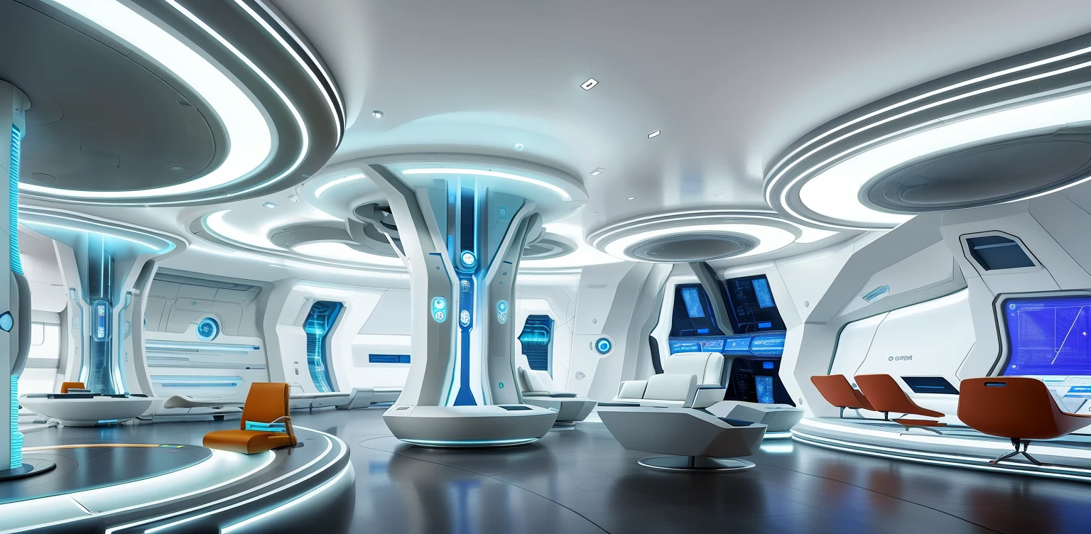 futuristic interior, futuristic scientific laboratory, Futuristic setting, futuristic looking living room, futuristic space ship interrior, sci - fi interior, stood inside a futuristic lab, high tech space ship interior, futuristic decor, futuristic hall, in futuristic laboratory room